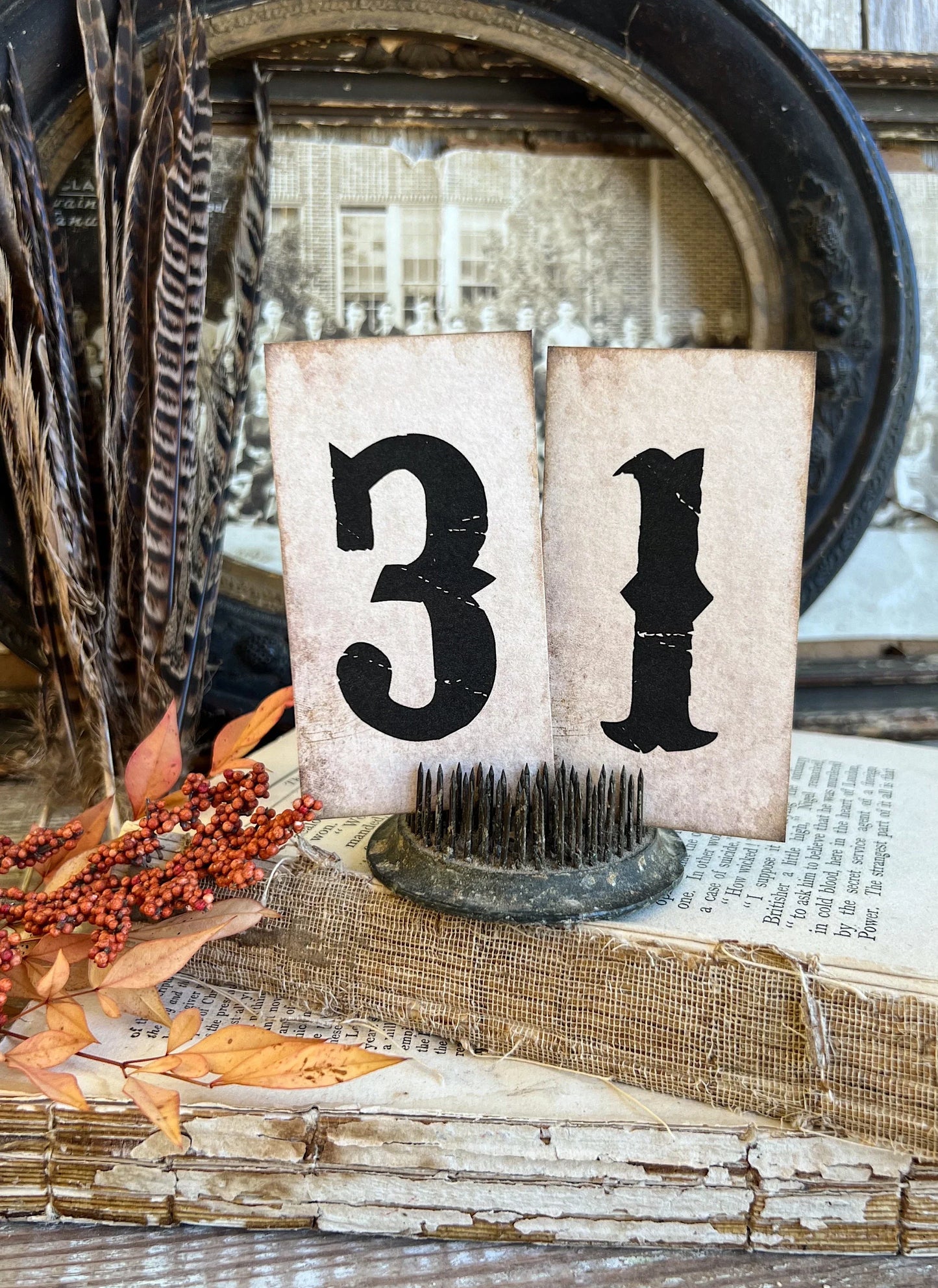 HALLOWEEN Number 31 BLACK Card Sign Set
