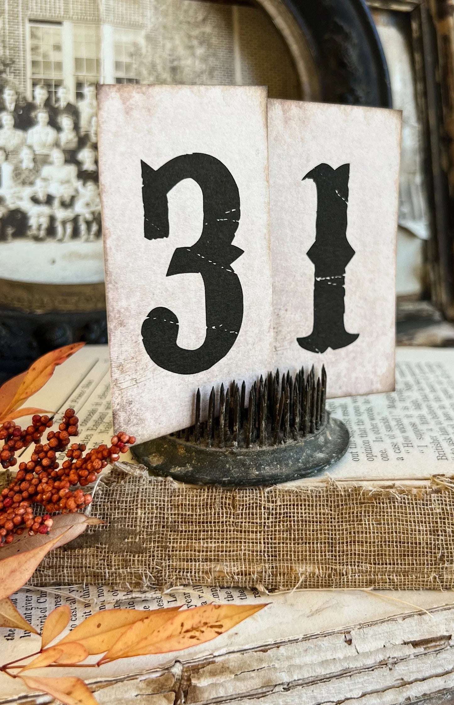 HALLOWEEN Number 31 BLACK Card Sign Set