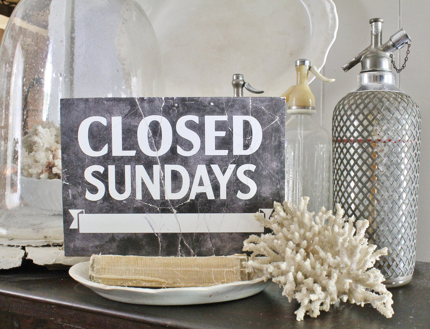 Vintage Style Closed Sundays Wood Sign, General Store Decor