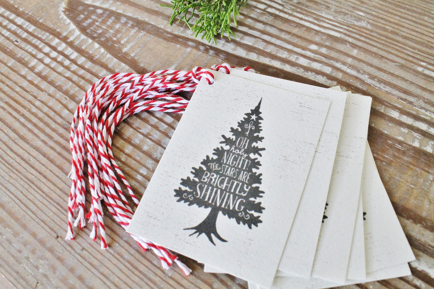 Christmas Gift Tags Vintage Christmas Tree OH HOLY NIGHT Farmhouse Decor Gift Wrap Tree Silhouette Hand Lettered Pine Thrill of Hope Chalk