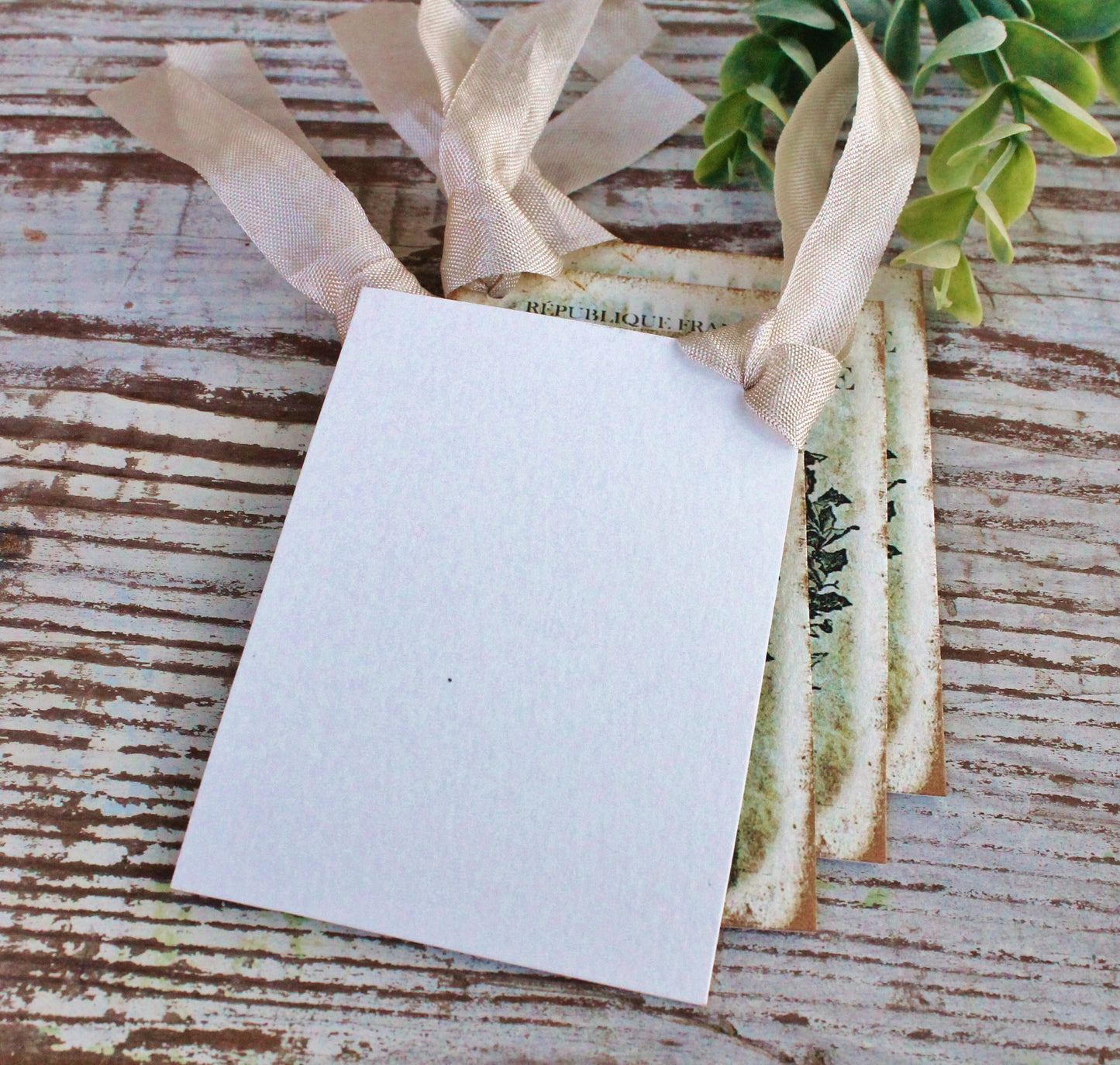 EASTER Vintage Gift Tags Chicks Eggs Grain Sack Laurel Wreath French Farmhouse Decor Card Shabby SET OF 8