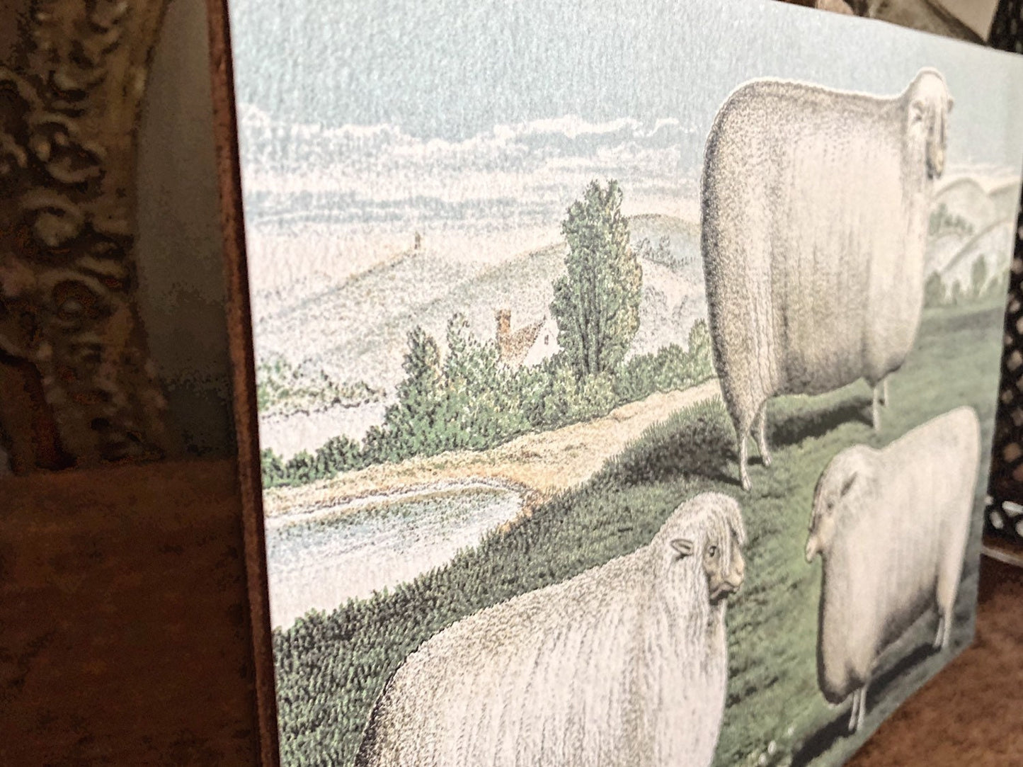 Vintage SHEEP HERD Wood Sign Primitive Farmhouse Decor Illustration Book Page Wall Art Print Pasture Farm Antique Image