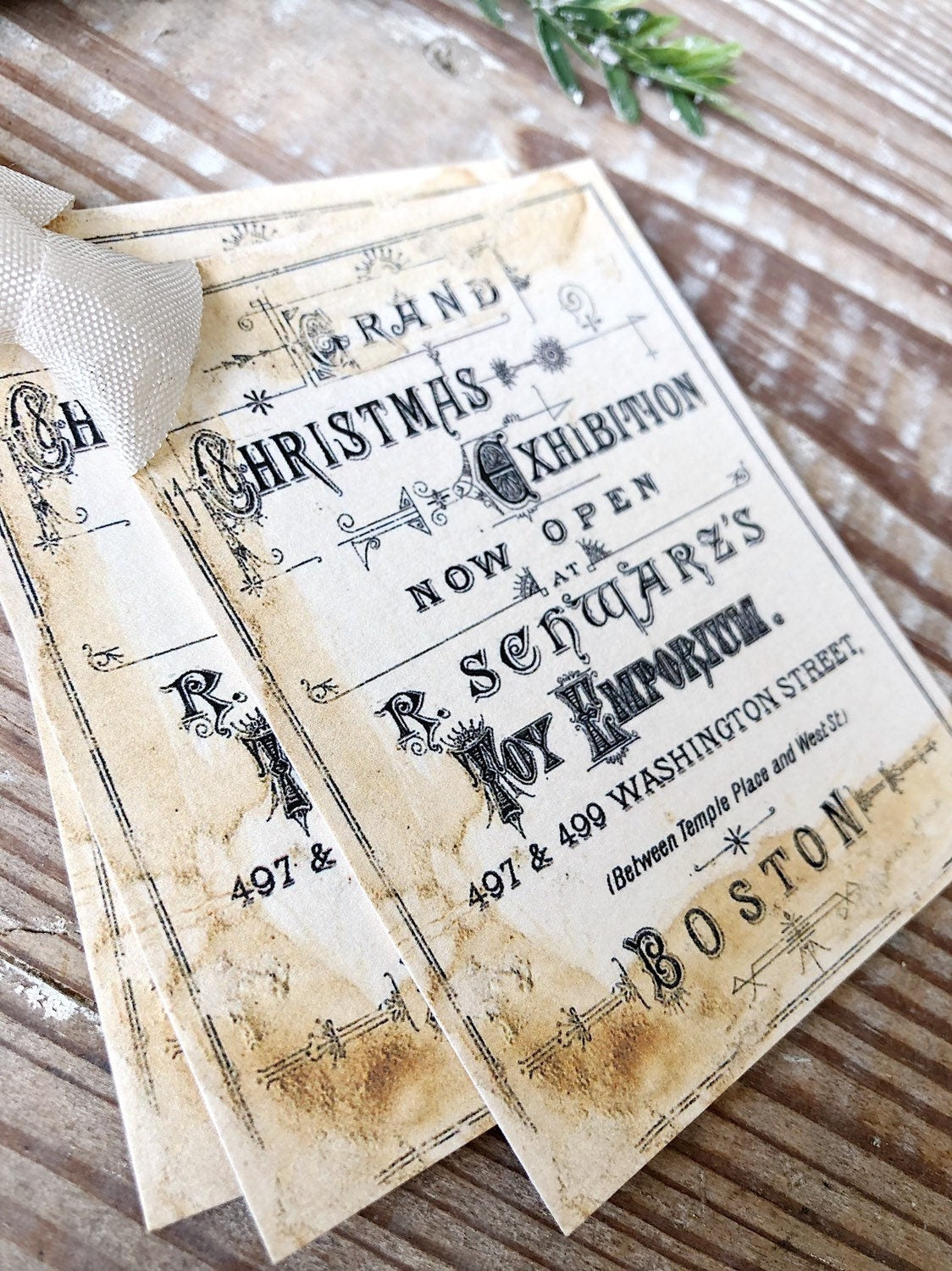 Christmas Vintage Gift Tags CHRISTMAS EXHIBITION Toy Sheet Music Book Farmhouse Christmas Decor Card French Shabby Gift Wrap Aged