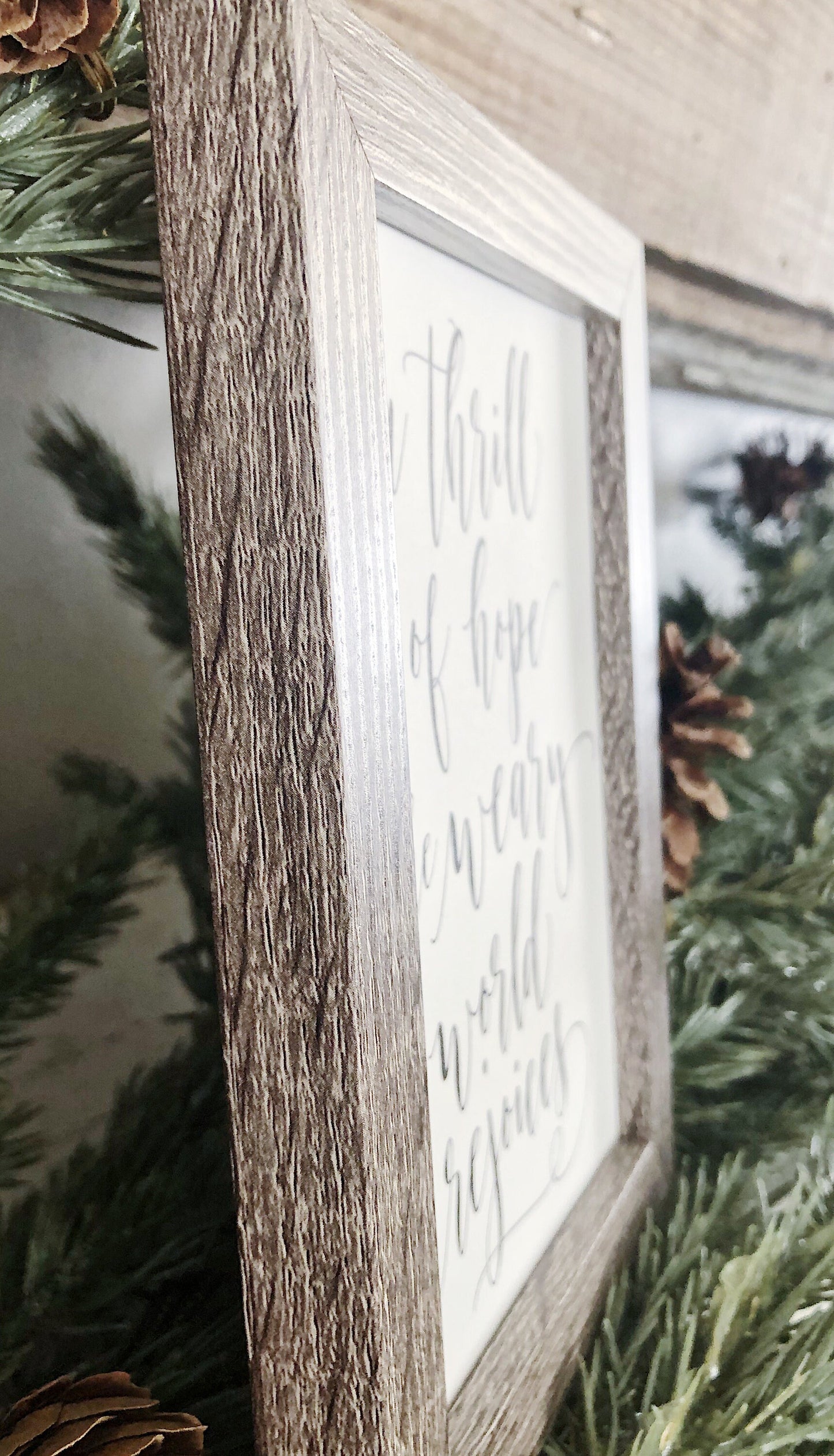 Vintage Christmas Frame THRILL OF HOPE Framed Sign Farmhouse Christmas Decor Barn Wood Rustic Christmas Sign Oh Holy Night