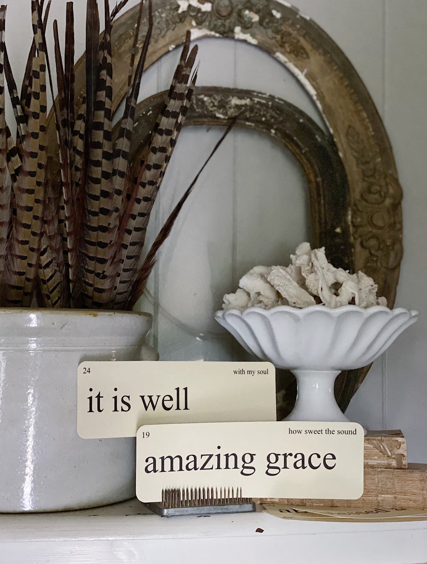 HYMN Flash Cards LARGE Vintage Inspired Word Flashcard SET Of 8 Farmhouse Decor Inspirational Religious Church Spiritual Song Banner