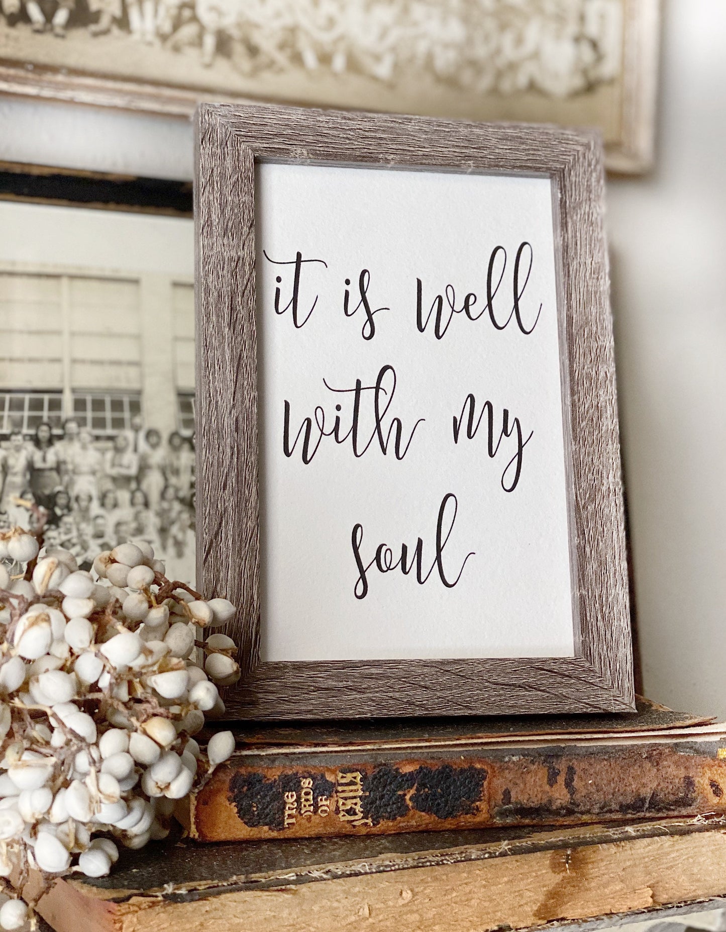 IT IS WELL With My Soul Framed Sign Farmhouse Decor Barn Wood Rustic Hymn Bible Verse Scripture Art Christmas Decor