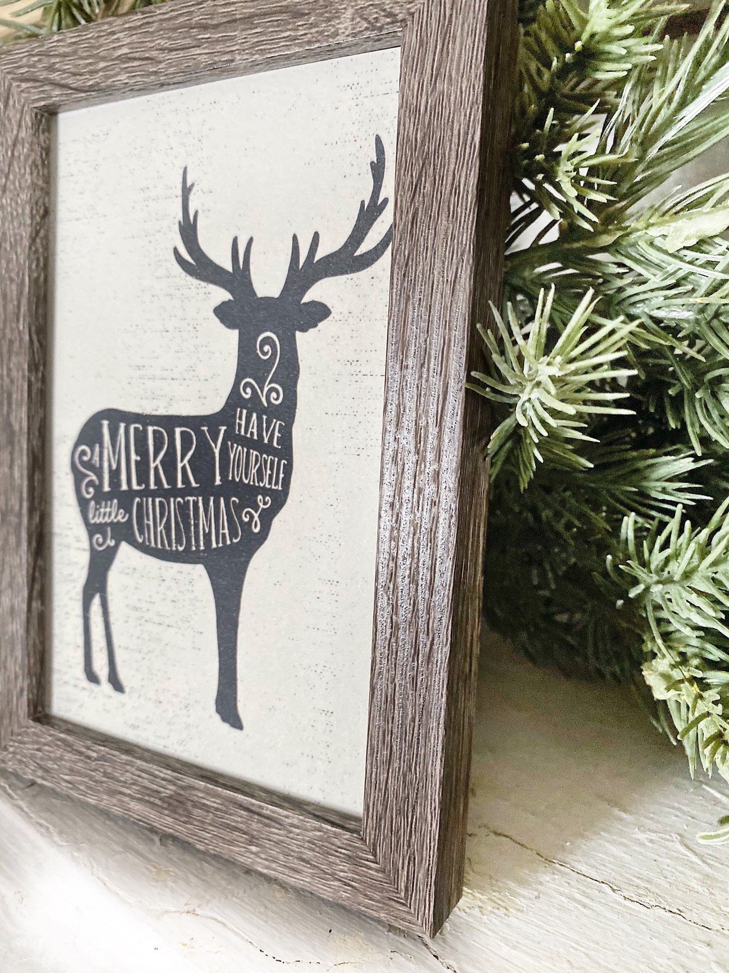Vintage Christmas Frame Have Yourself A Merry Little Christmas Farmhouse Decor Barn Wood Rustic Primitive Christmas Sign DEER Silhouette