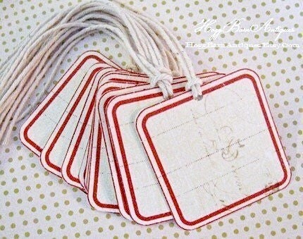 Vintage Label Gift Tags RED Primitive Card Farmhouse Decor Baking Shop Wedding Favor Farmhouse Tag Primitive AMERICANA VALENTINE