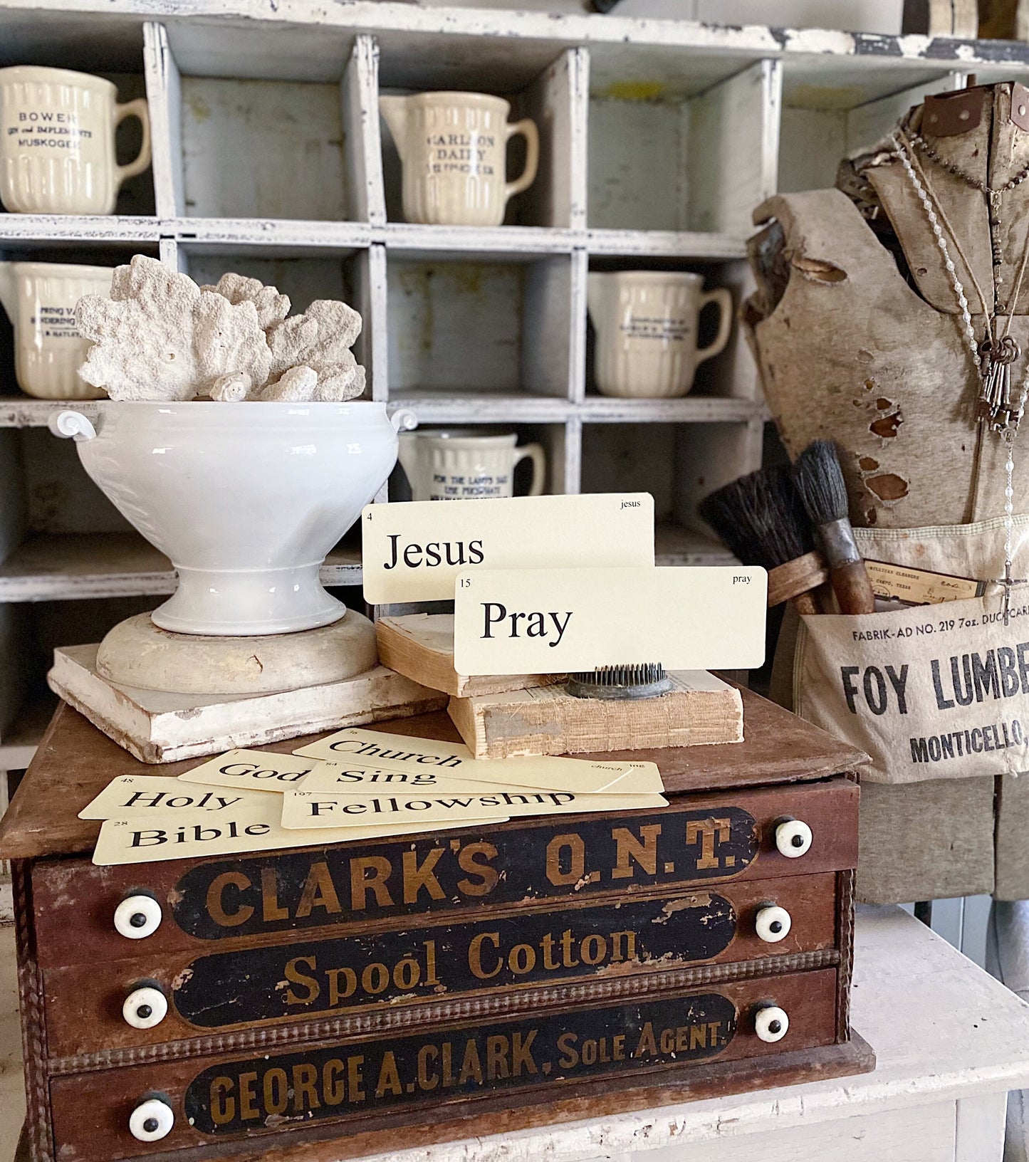 CHURCH Flash Cards LARGE Vintage Inspired Word Flashcard SET Of 8 Farmhouse Decor Inspirational Religious Church Spiritual Jesus Song Banner