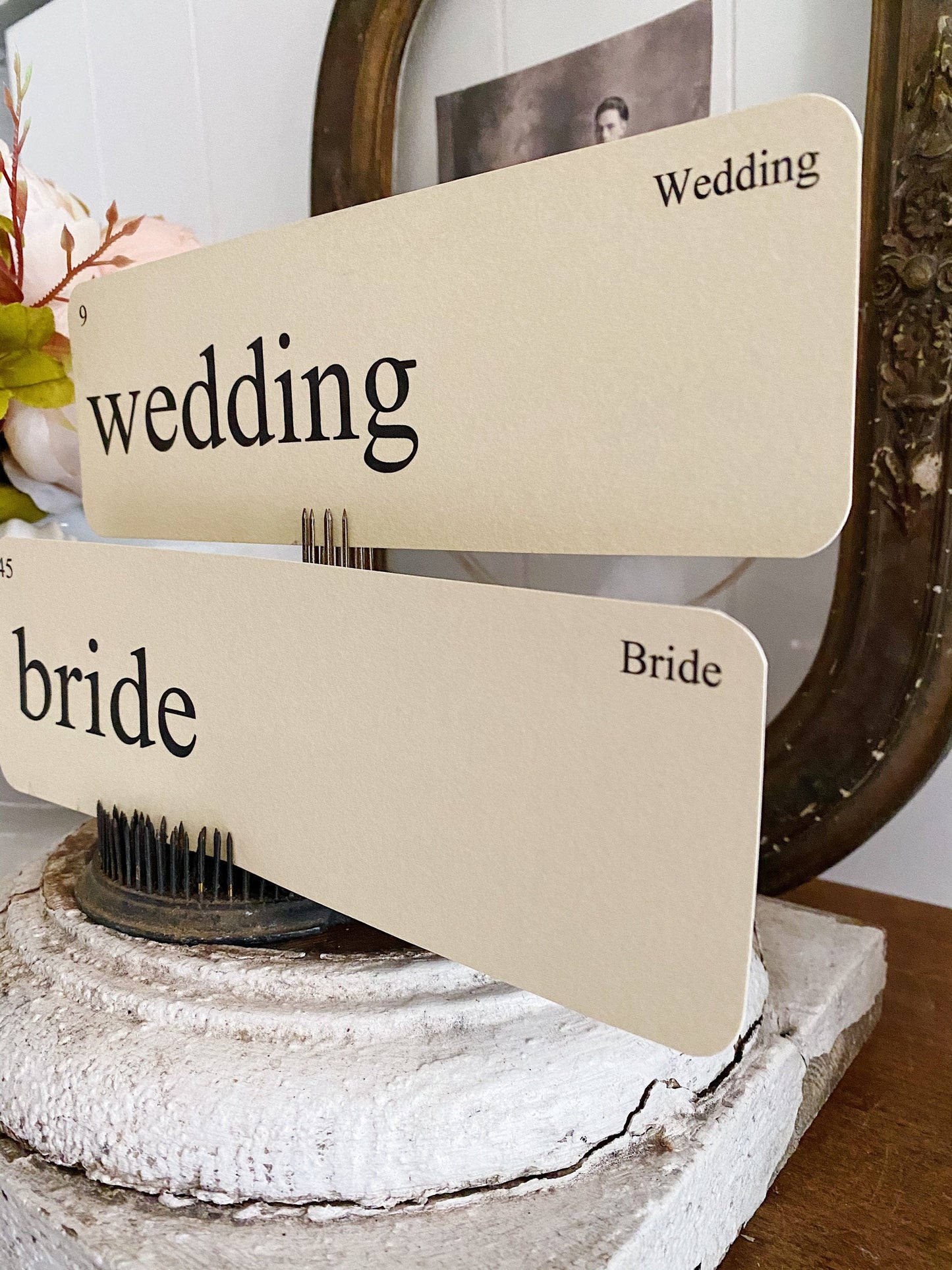 WEDDING Flash Cards LARGE Vintage Inspired Word Flashcard SET Of 8 Farmhouse Decor Party Favor Banner Bridal Shower Marriage