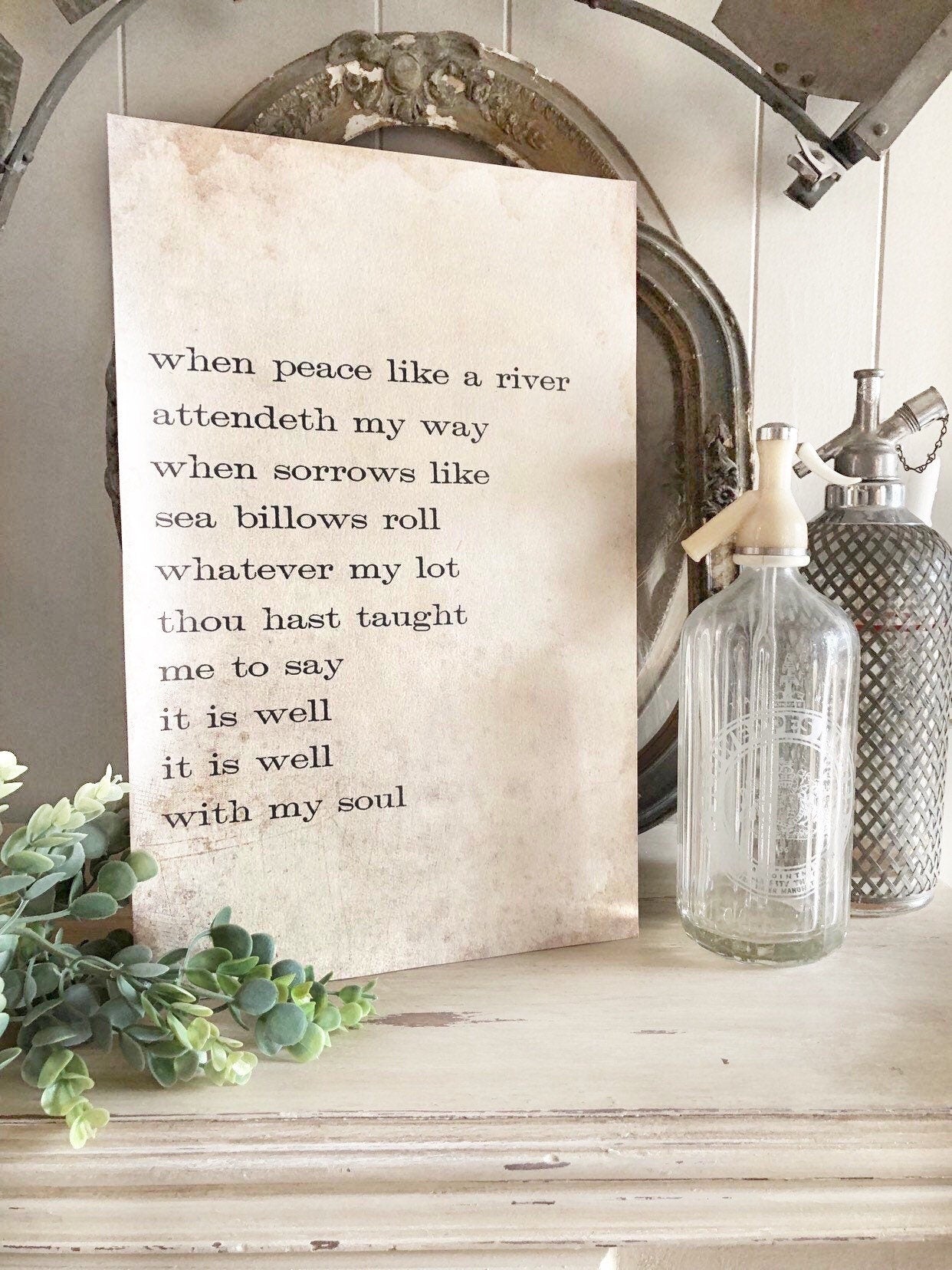 IT IS WELL With My Soul Hymn Sign Wood Vintage Farmhouse Decor Mounted Book Page Decor Hymnal Bible Verse Scripture