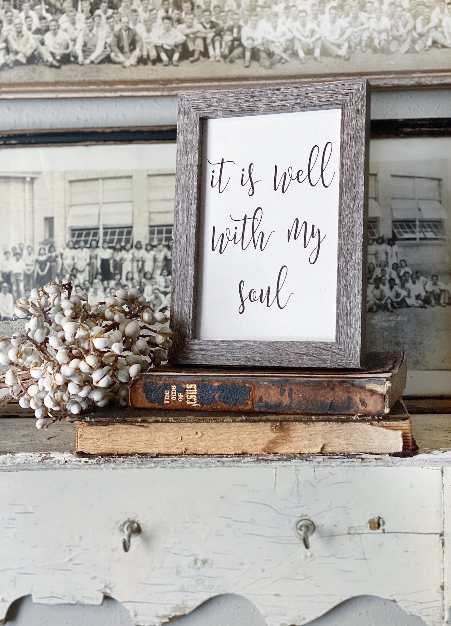 IT IS WELL With My Soul Framed Sign Farmhouse Decor Barn Wood Rustic Hymn Bible Verse Scripture Art Christmas Decor