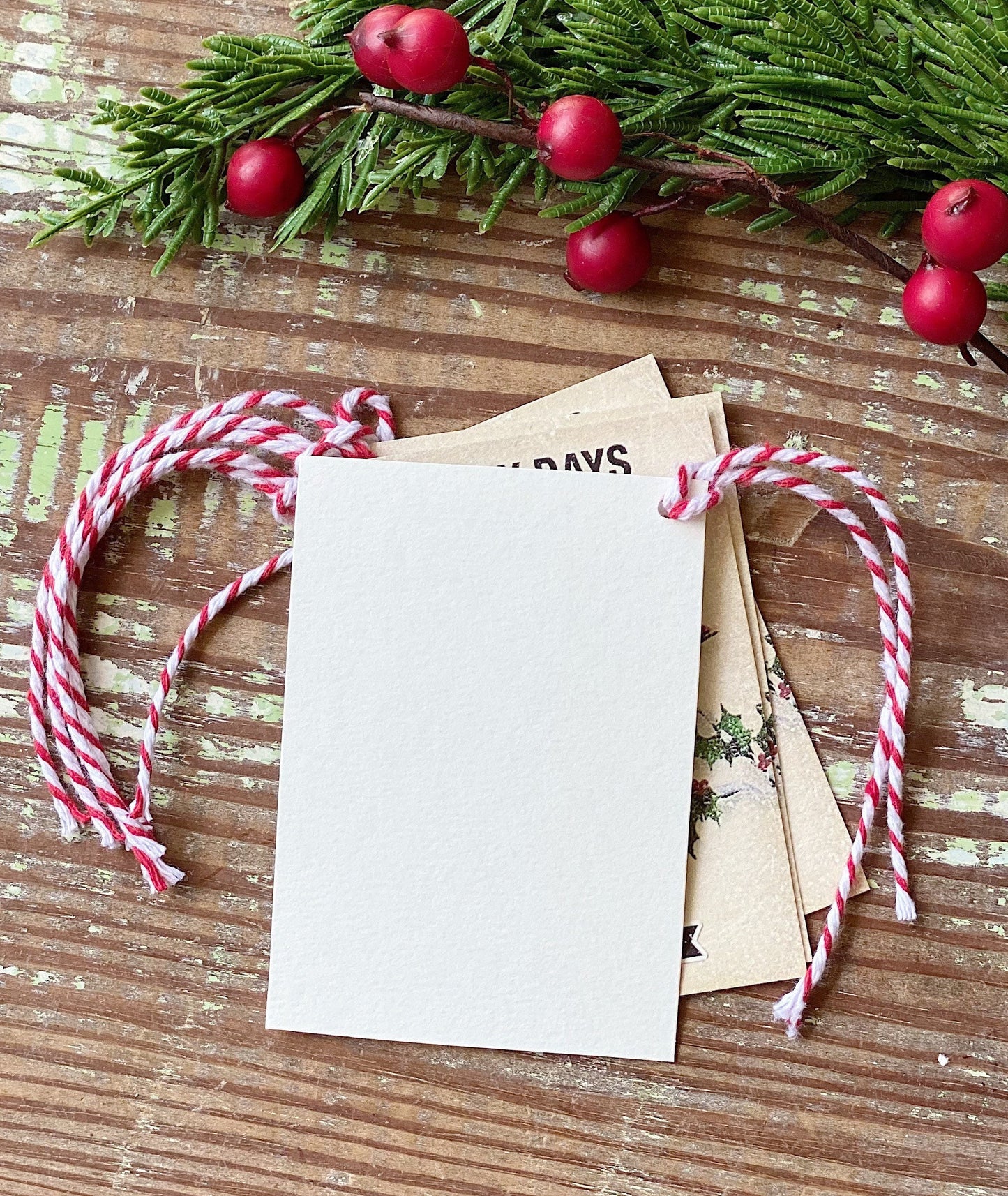Christmas Gift Tags Vintage HOLLY DAYS Red Bird Seed Packet Red Green Farmhouse Decor Gift Wrap