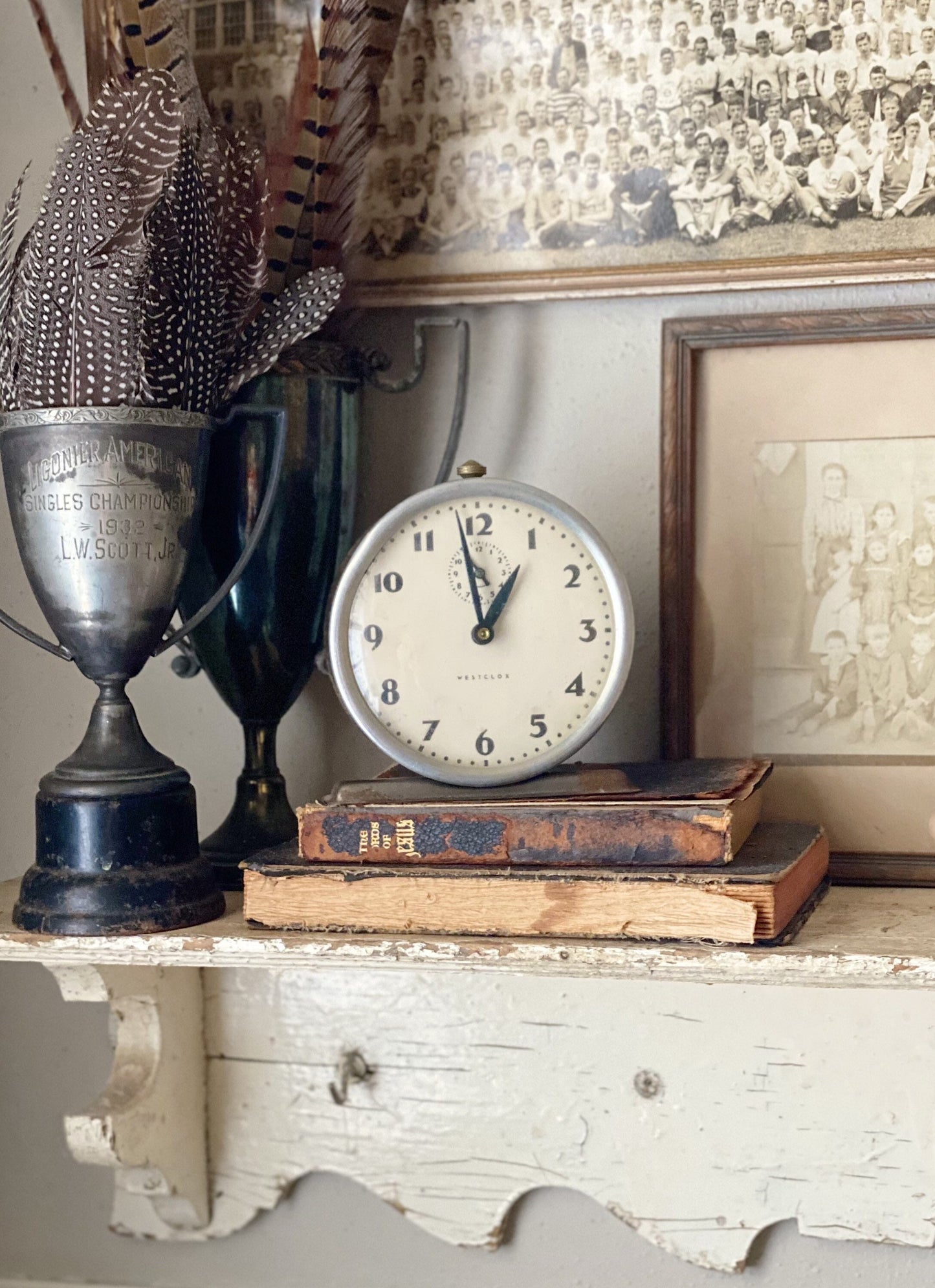 Vintage Westclox Metal Alarm Clock, Farmhouse Industrial Decor