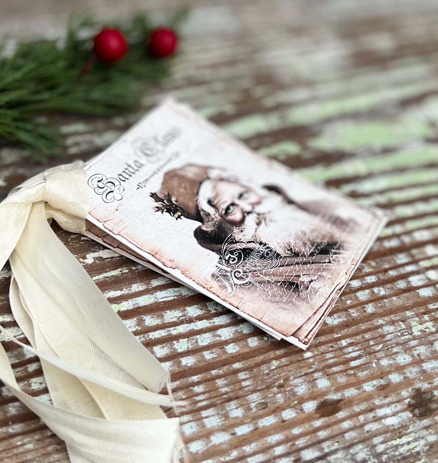 Christmas Gift Tags Vintage SANTA CLAUS Old Farmhouse Christmas Decor Christmas Card French Shabby Gift Wrap