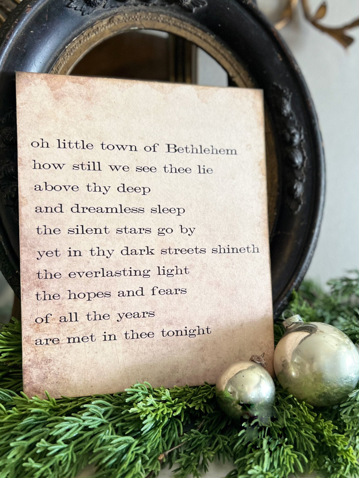 Oh Little Town Of Bethlehem Sign Wood Vintage Christmas Decor Mounted Farmhouse Decor Book Page Primitive