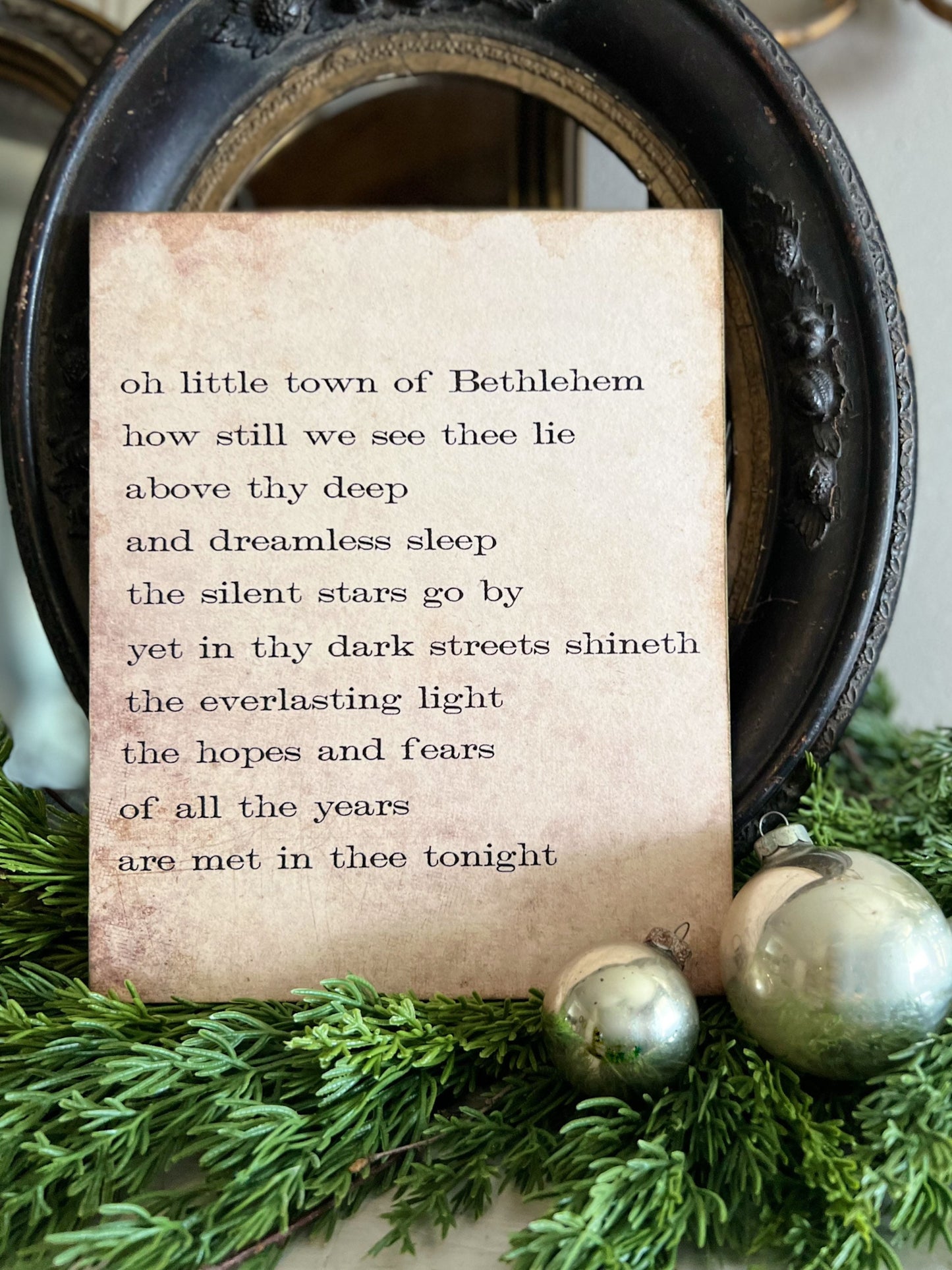 Oh Little Town Of Bethlehem Sign Wood Vintage Christmas Decor Mounted Farmhouse Decor Book Page Primitive