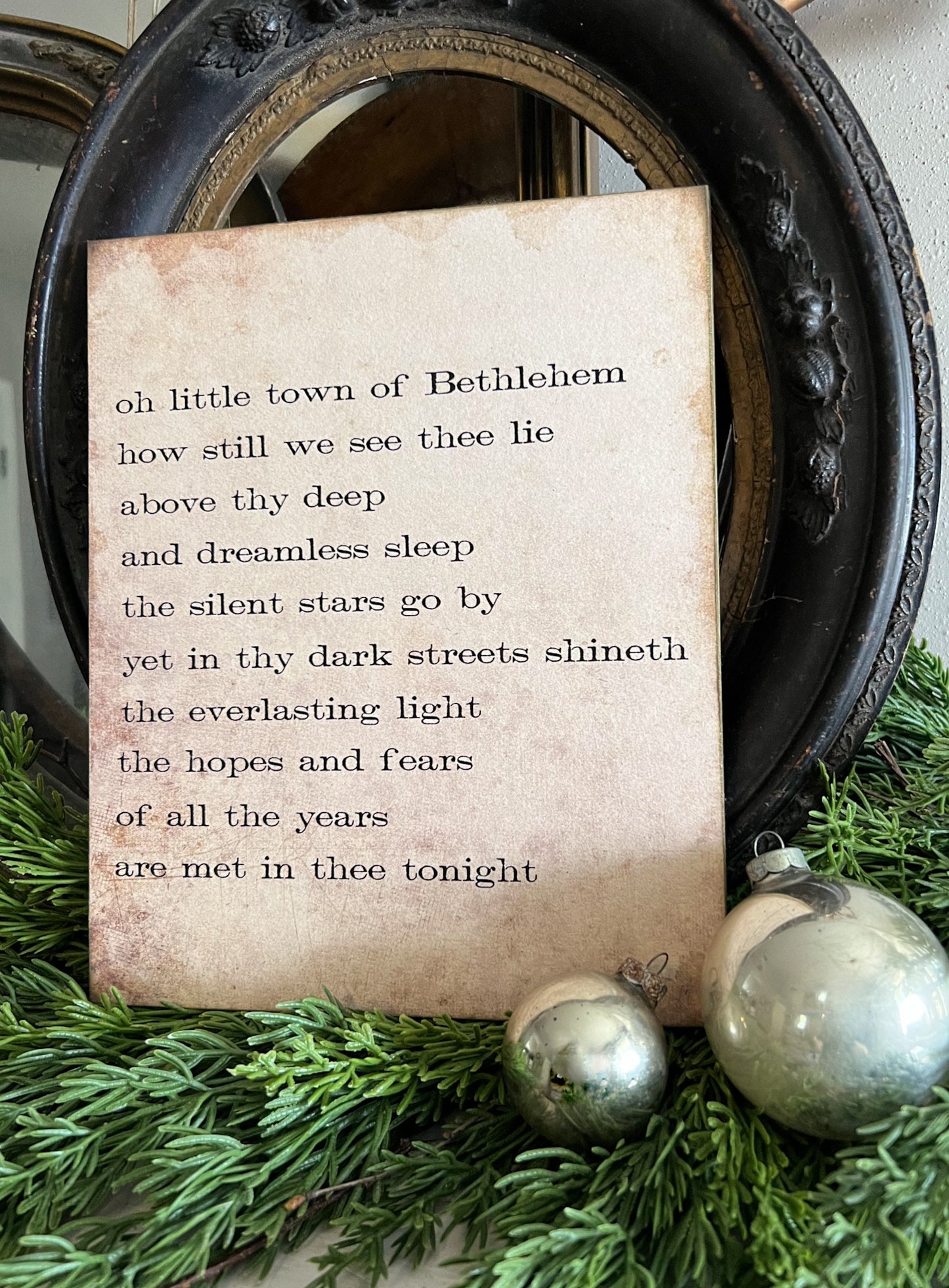 Oh Little Town Of Bethlehem Sign Wood Vintage Christmas Decor Mounted Farmhouse Decor Book Page Primitive