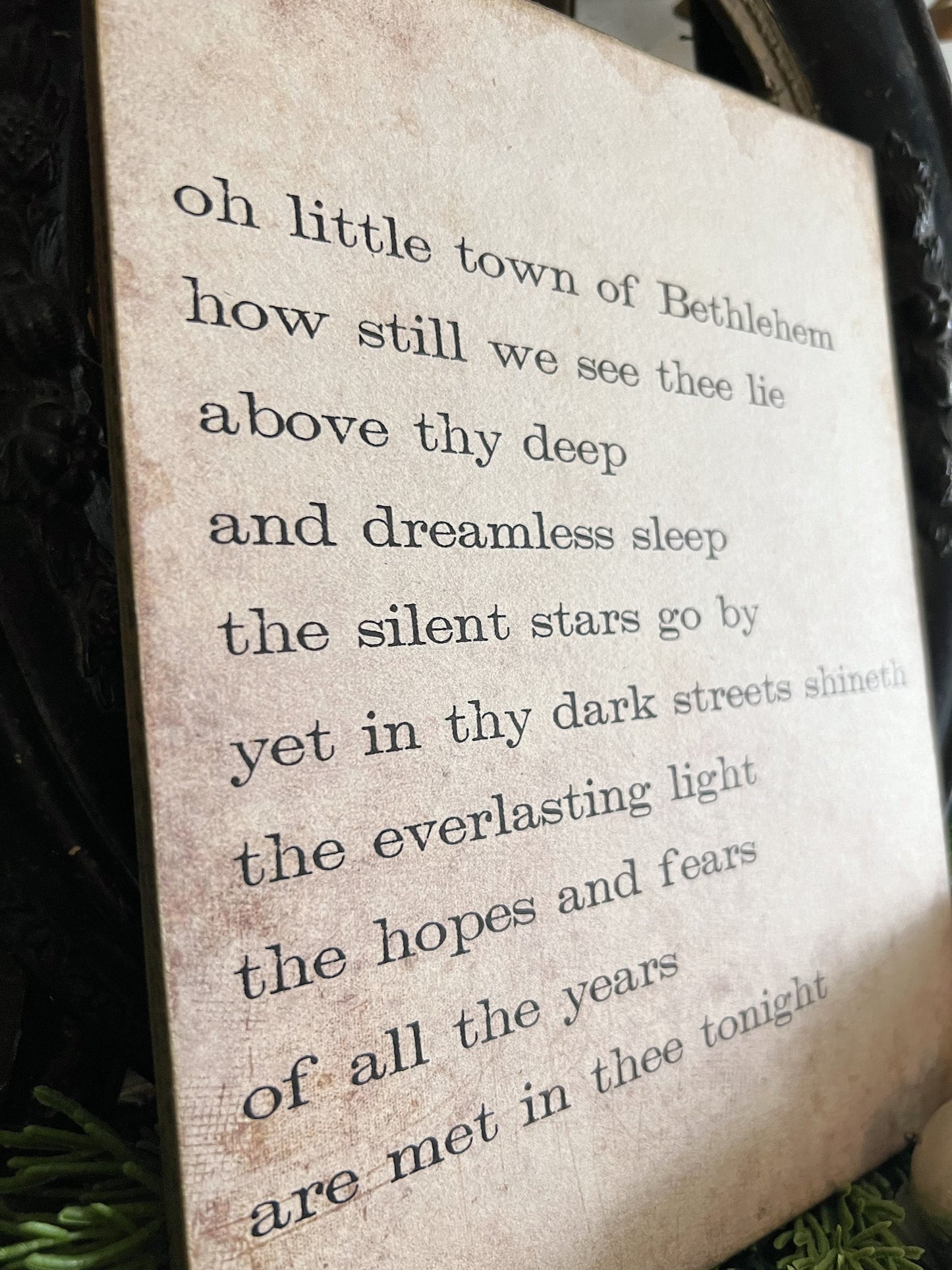 Oh Little Town Of Bethlehem Sign Wood Vintage Christmas Decor Mounted Farmhouse Decor Book Page Primitive