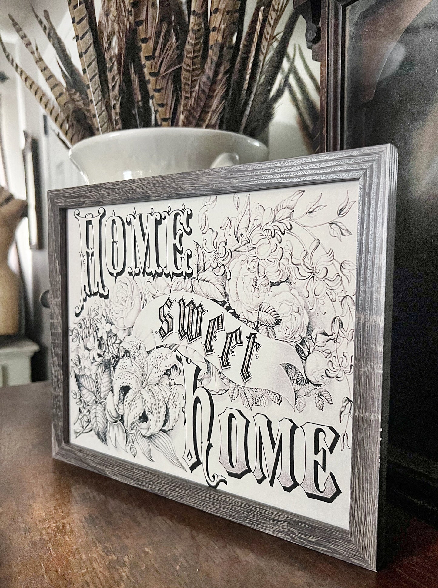 HOME SWEET HOME Wood Frame Sign Farmhouse Primitive Decor