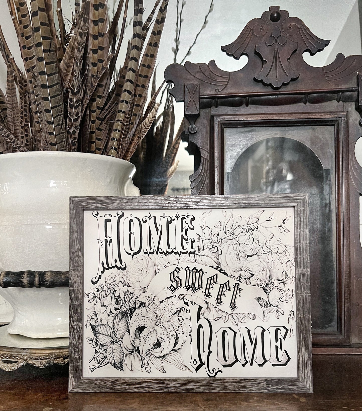 HOME SWEET HOME Wood Frame Sign Farmhouse Primitive Decor