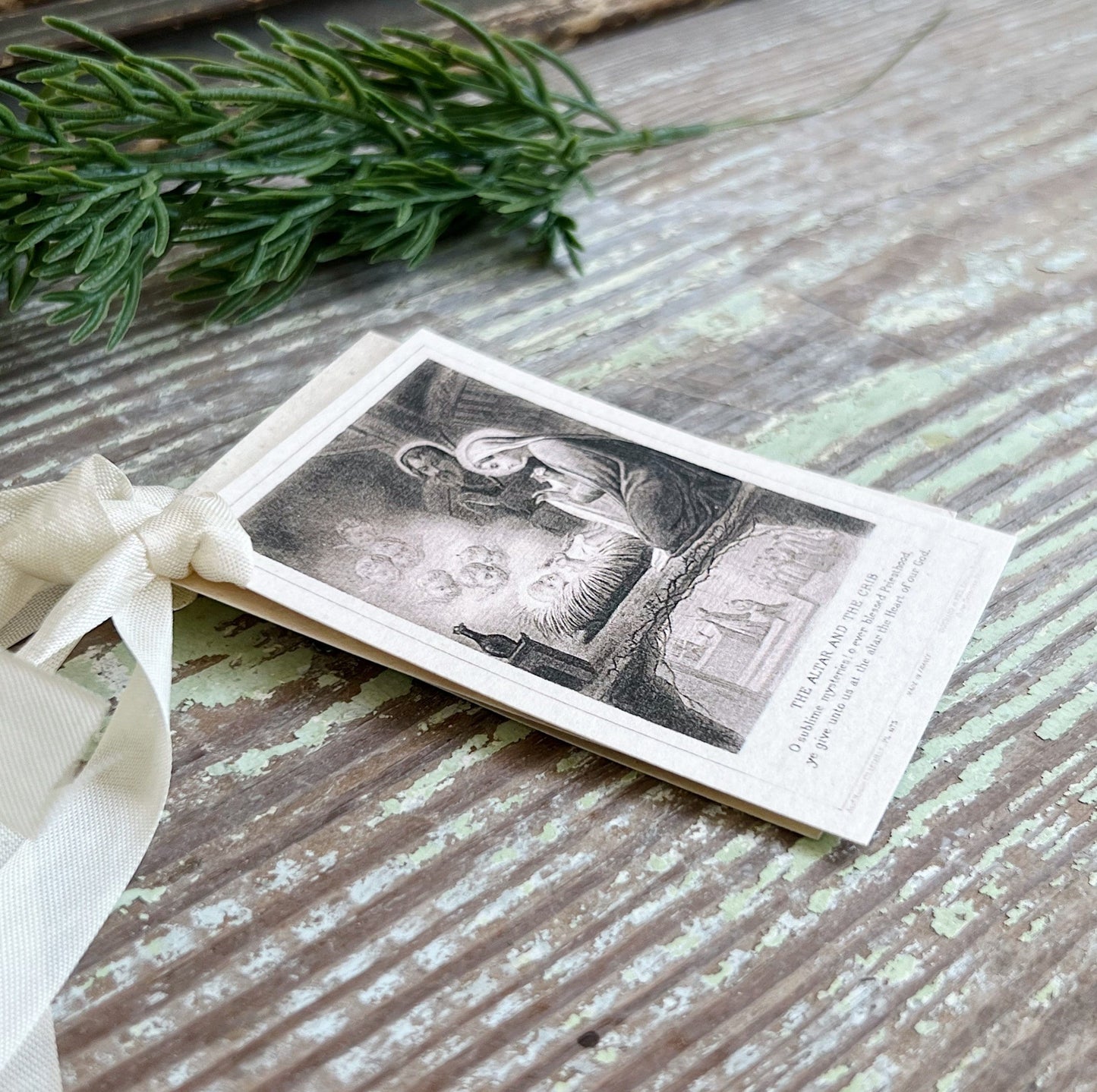 Gift Tags Mary Mother Jesus MANGER Farmhouse Decor French Prayer Holy Card Religious CHRISTMAS Christian Catholic