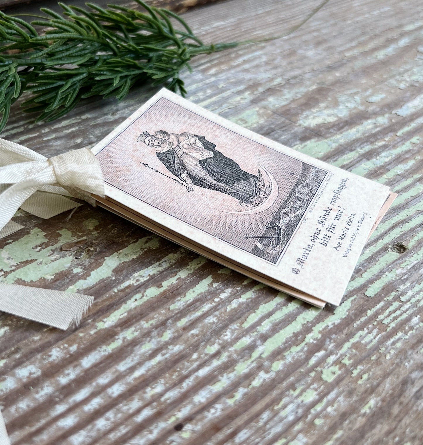 Gift Tags Mary Mother Crown Infant Jesus Decor French Prayer Card Religious CHRISTMAS EASTER Christian Catholic