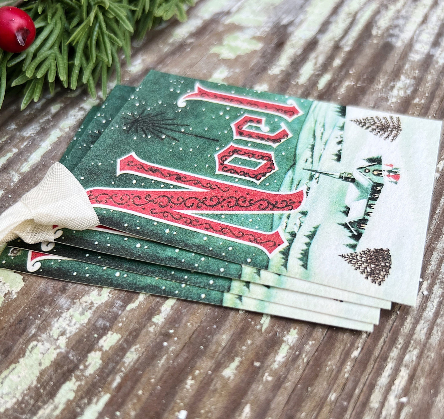 Christmas Vintage Gift Tags NOEL Church Farmhouse Christmas Decor Card French Shabby Gift Wrap