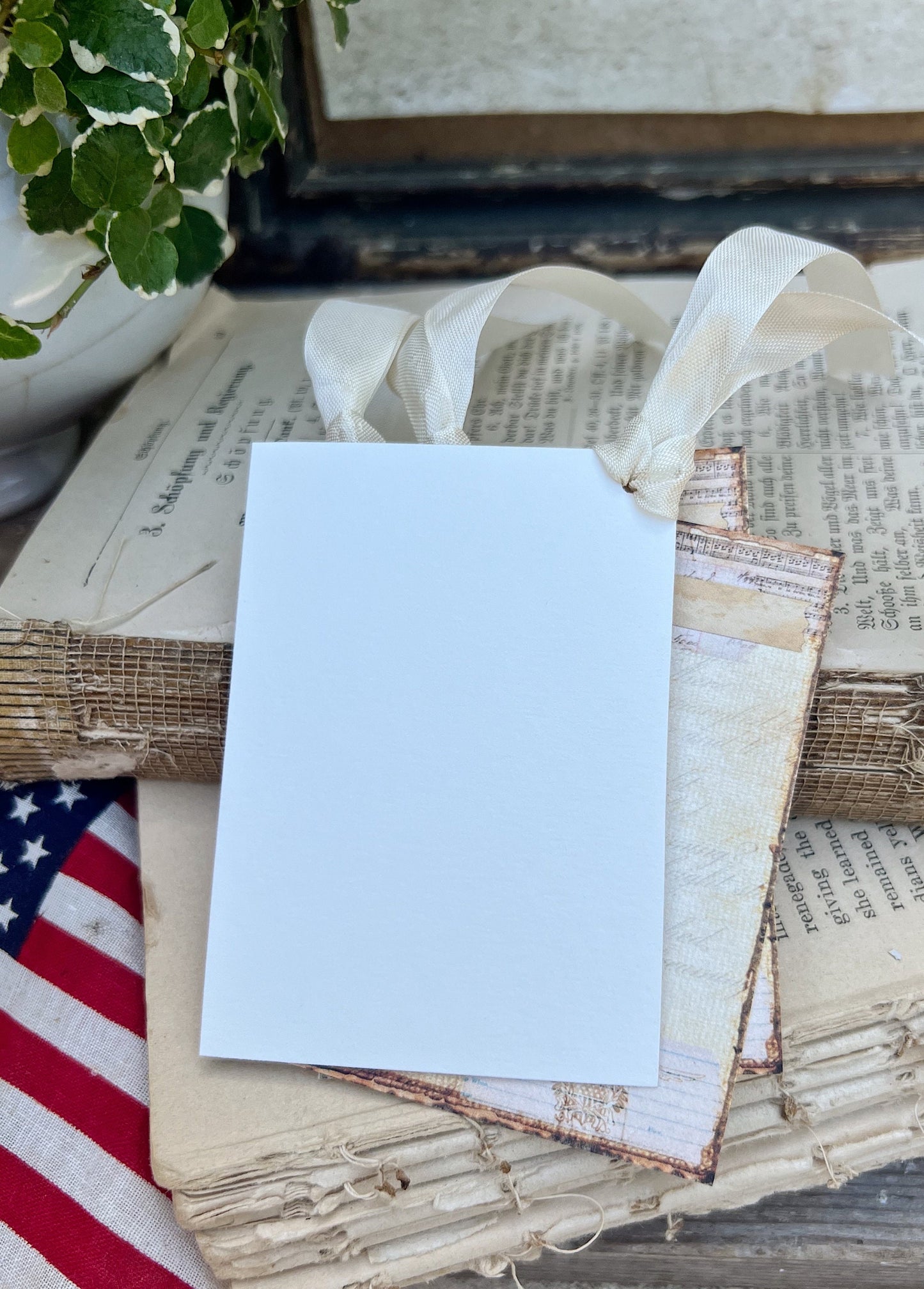 LADY LIBERTY Patriotic Flag Vintage Gift Tags Americana Farmhouse Decor Card Set of 8 USA Fourth July