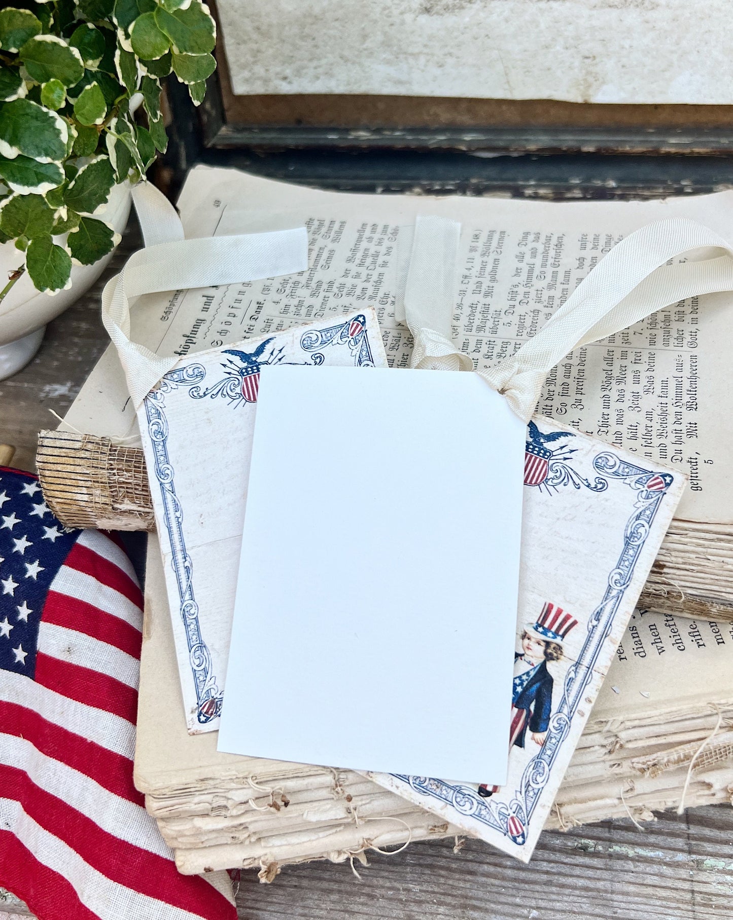 UNCLE SAM PATRIOTIC Vintage Gift Tags Americana Farmhouse Decor Card Set of 8 usa Fourth July