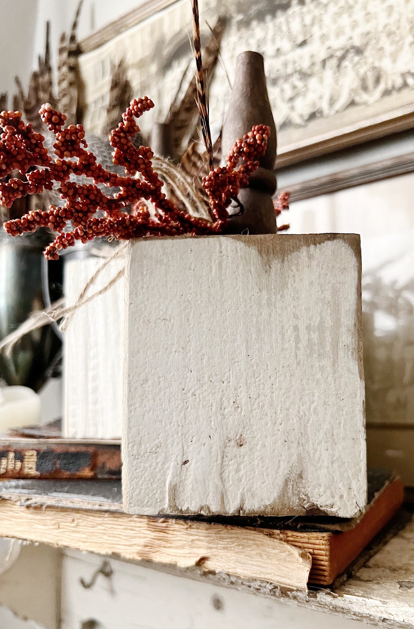 Vintage PUMPKIN Chippy White Painted Wood Farmhouse FALL Decor Architectural Salvage Thanksgiving Halloween