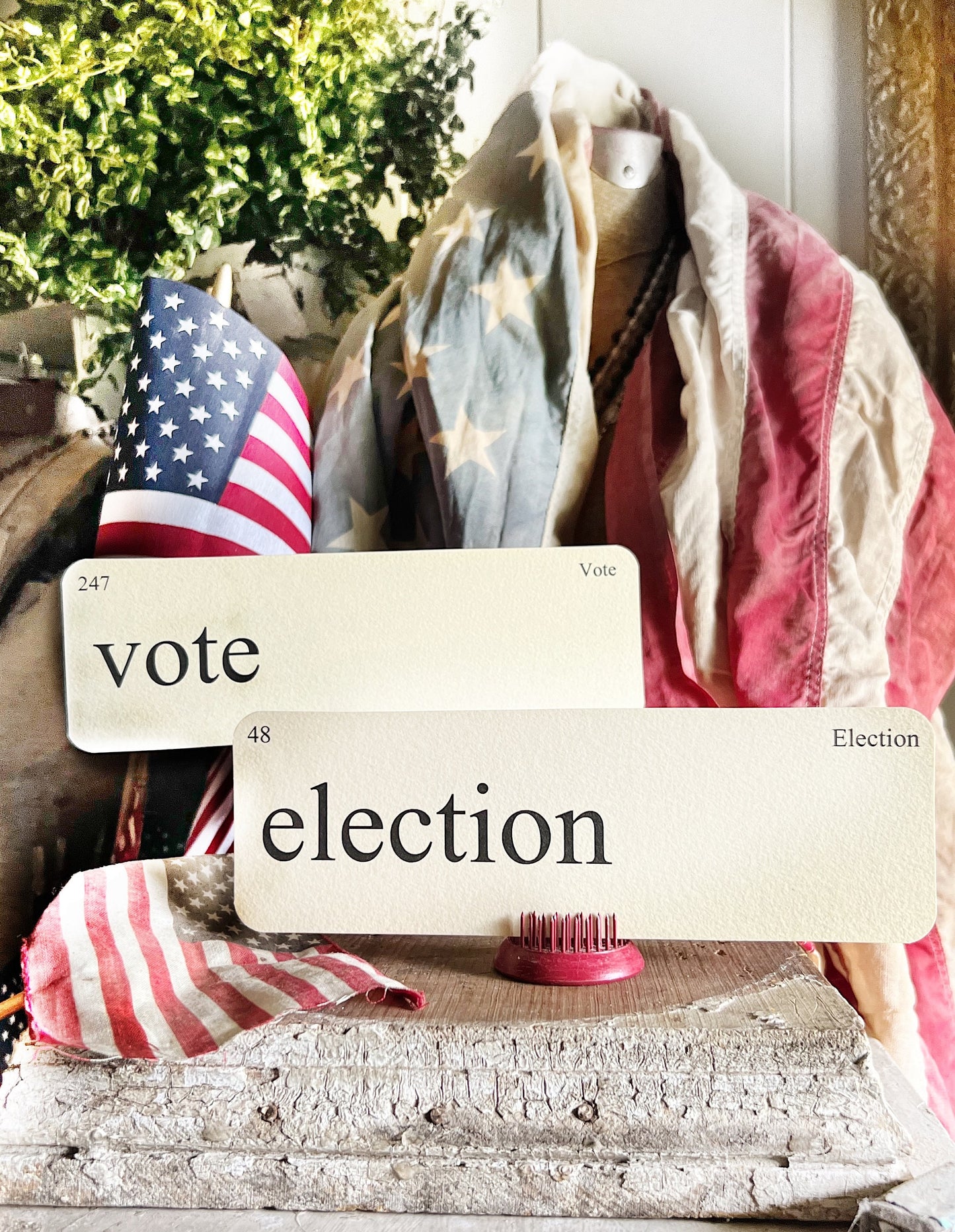 VOTE ELECTION Flash Cards LARGE Vintage Inspired Word Flashcard Set Of 8 American Farmhouse