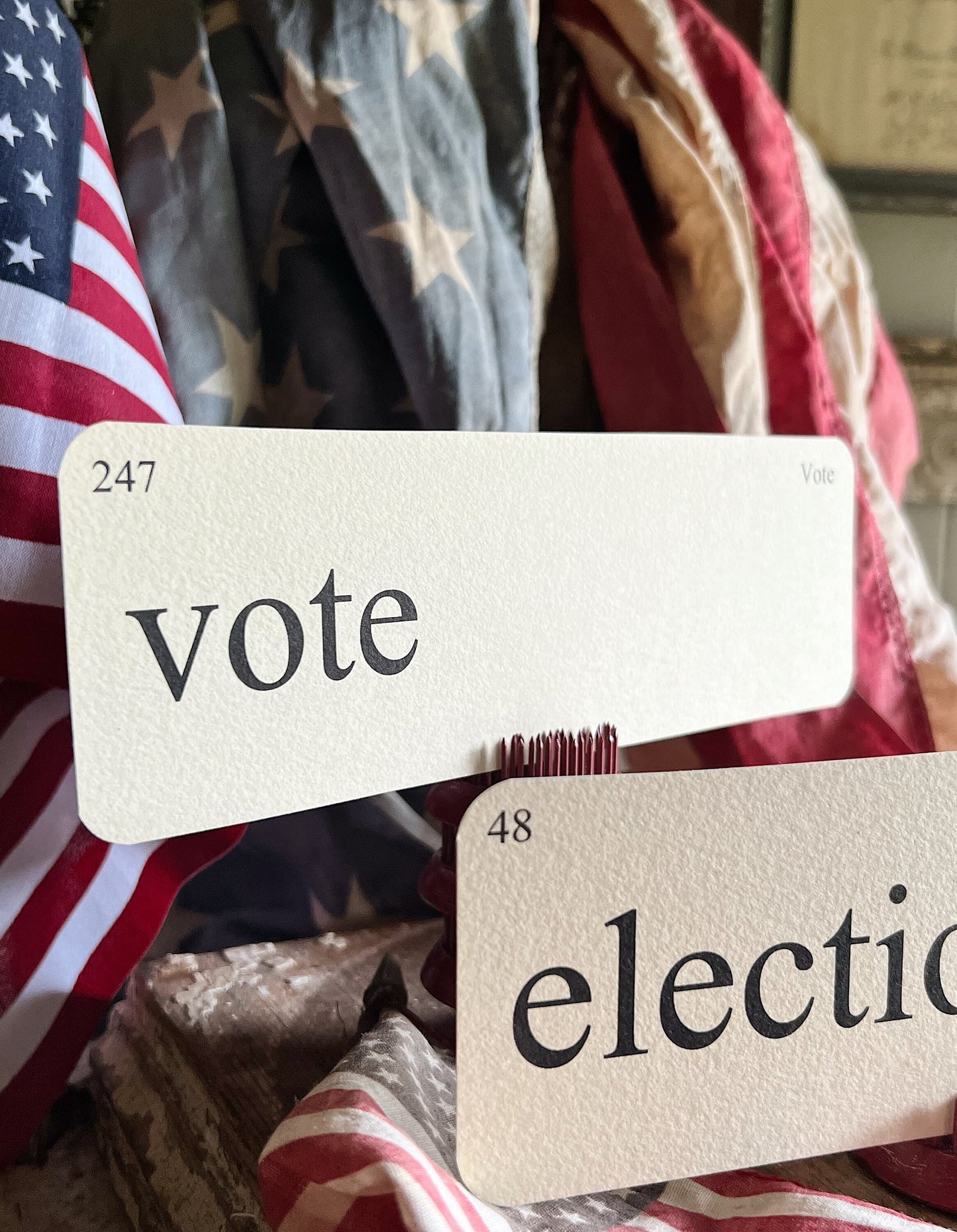 VOTE ELECTION Flash Cards LARGE Vintage Inspired Word Flashcard Set Of 8 American Farmhouse