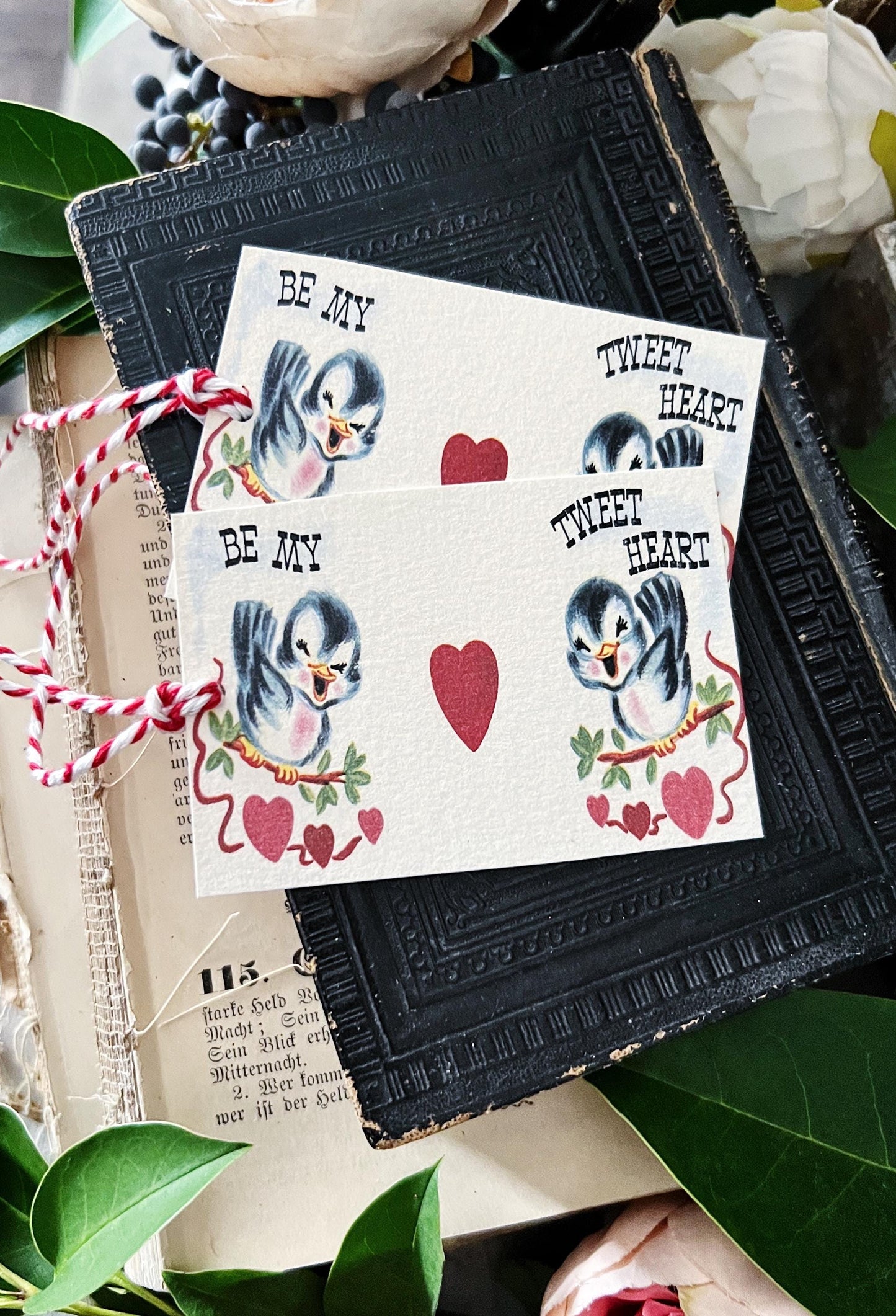 Valentine Vintage Gift Tags Be My Tweet Heart BLUE BIRDS Farmhouse Decor Card Shabby