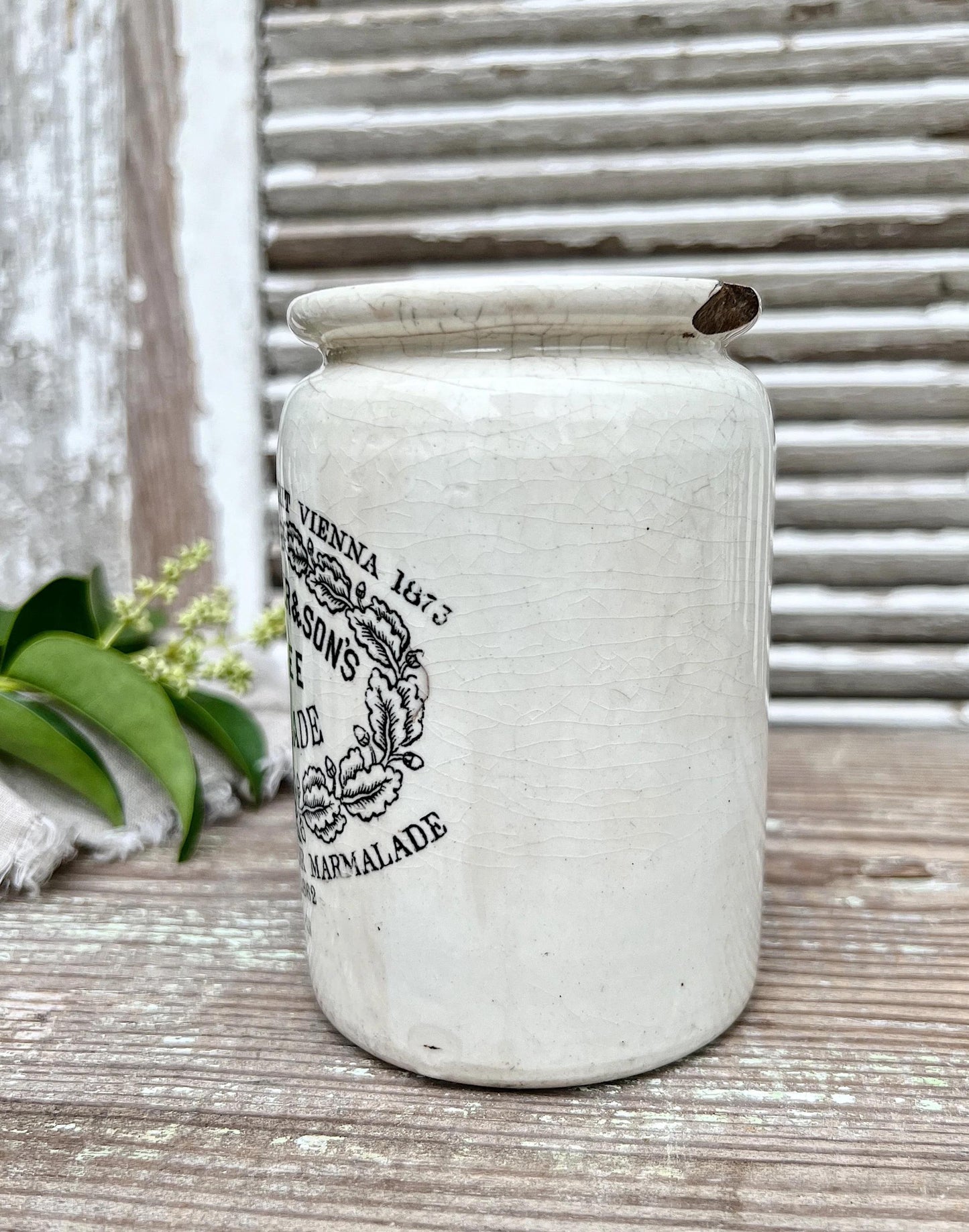 Antique Marmalade IRONSTONE Jar DUNDEE James Keiller Crock Rolled Rim 1 Pound 1862 MALING