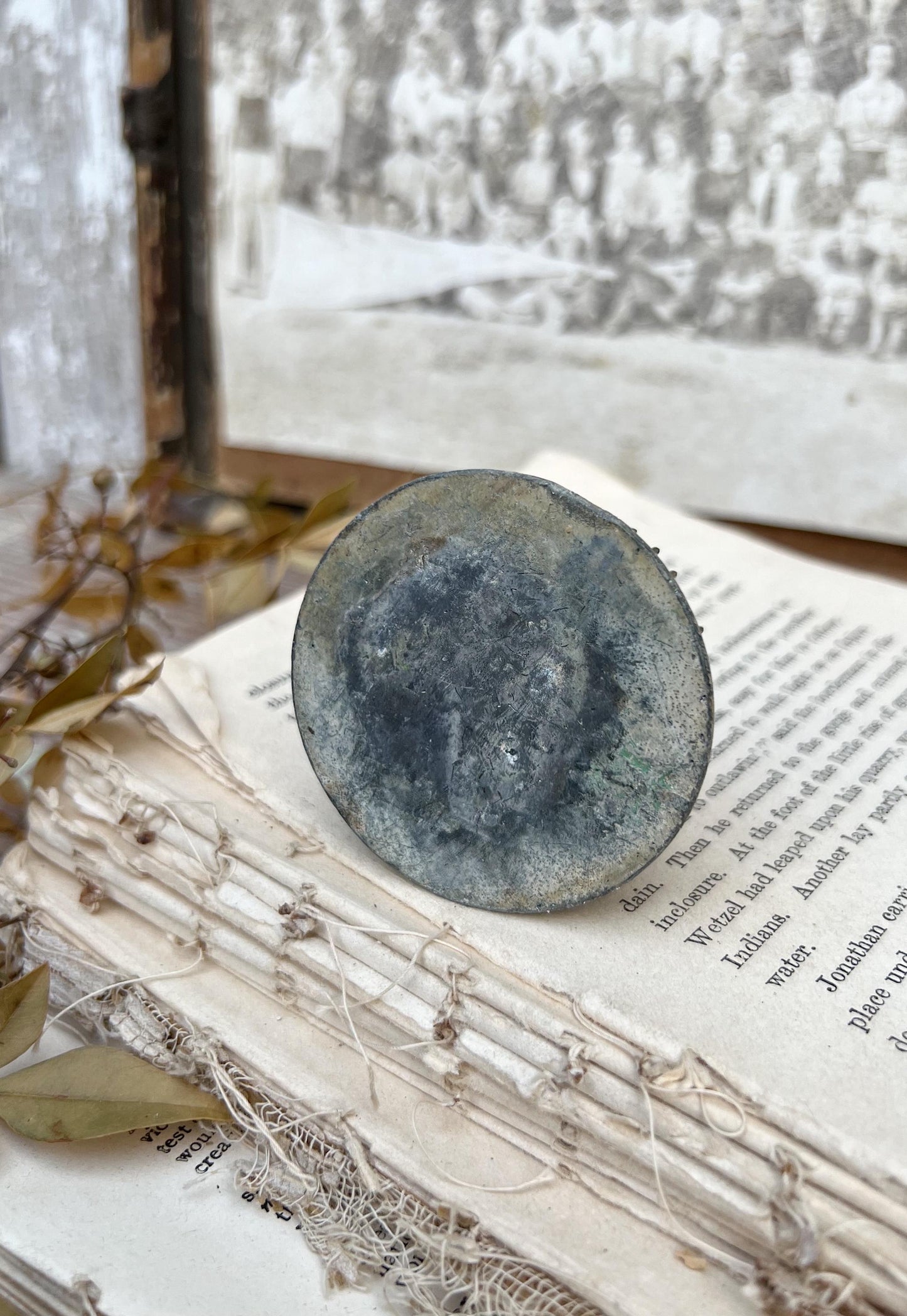 Vintage Floral Frog Large Antique Flower Spike Photo Display Farmhouse Decor Garden Industrial Salvage