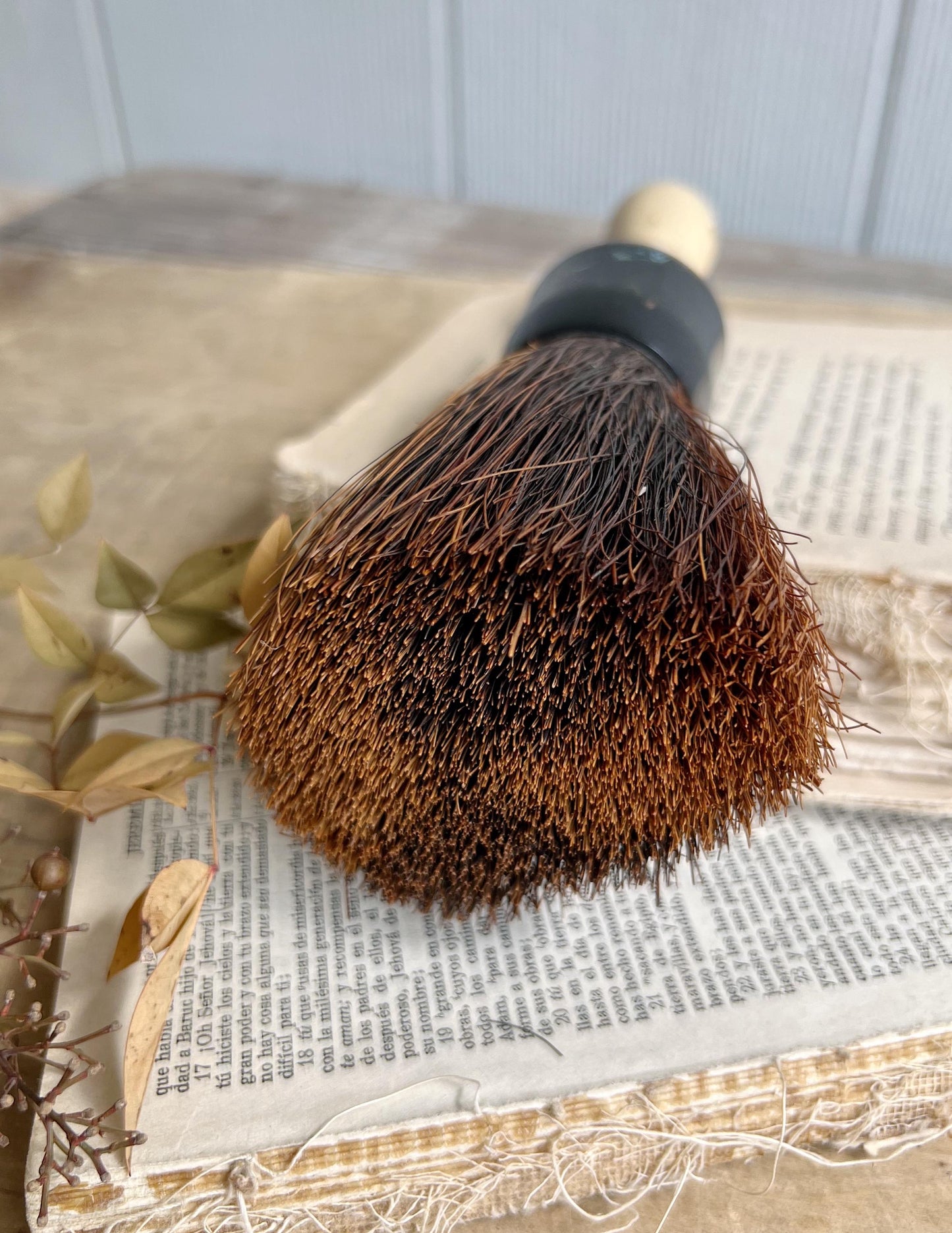 Vintage Whisk Broom Black Chippy Wood Handle Straw Brush Primitive Farmhouse Decor