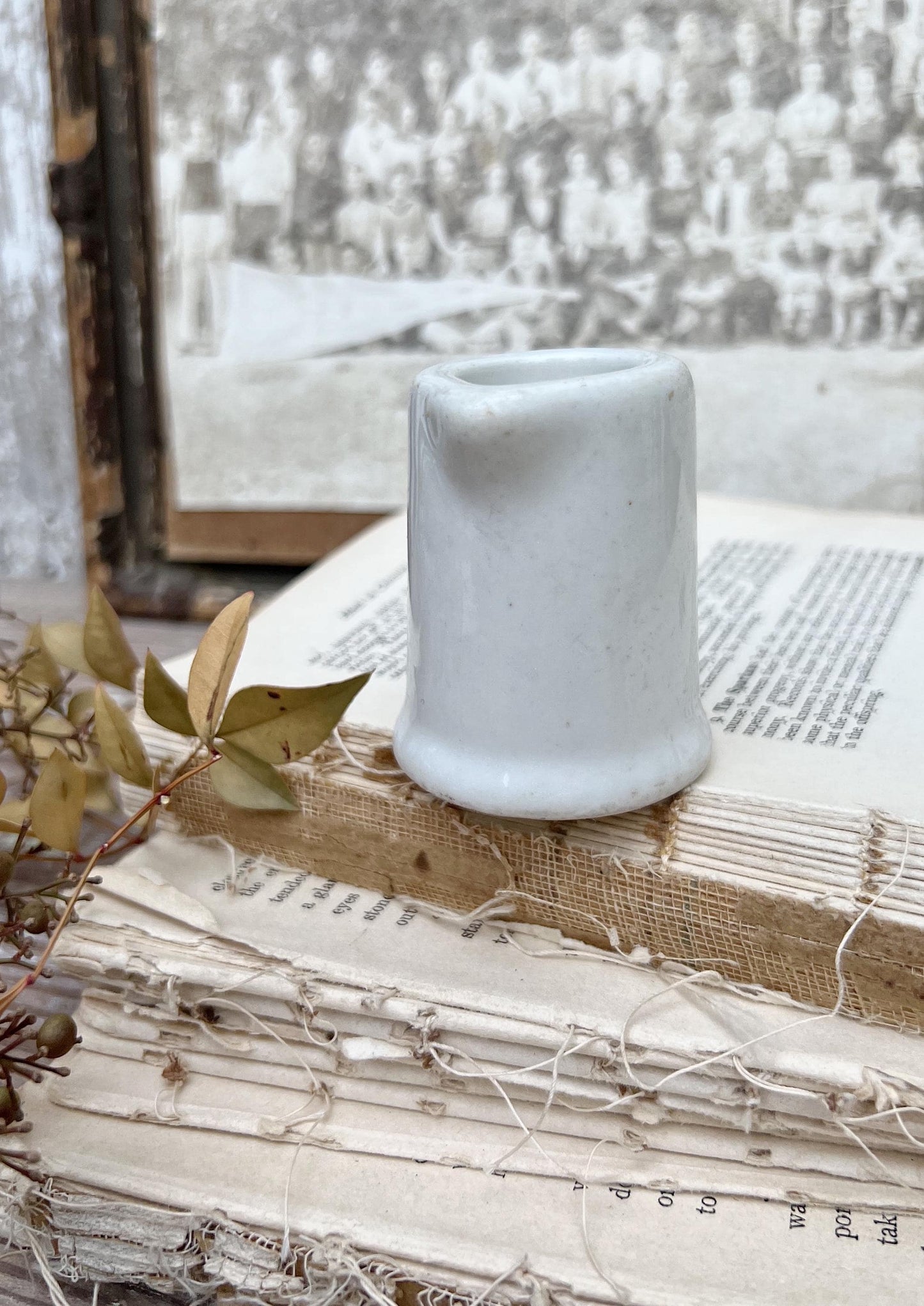 Vintage White Chunky Ironstone Creamer Thick Syrup Handleless Pitcher Spout Restaurant Ware Farmhouse Decor