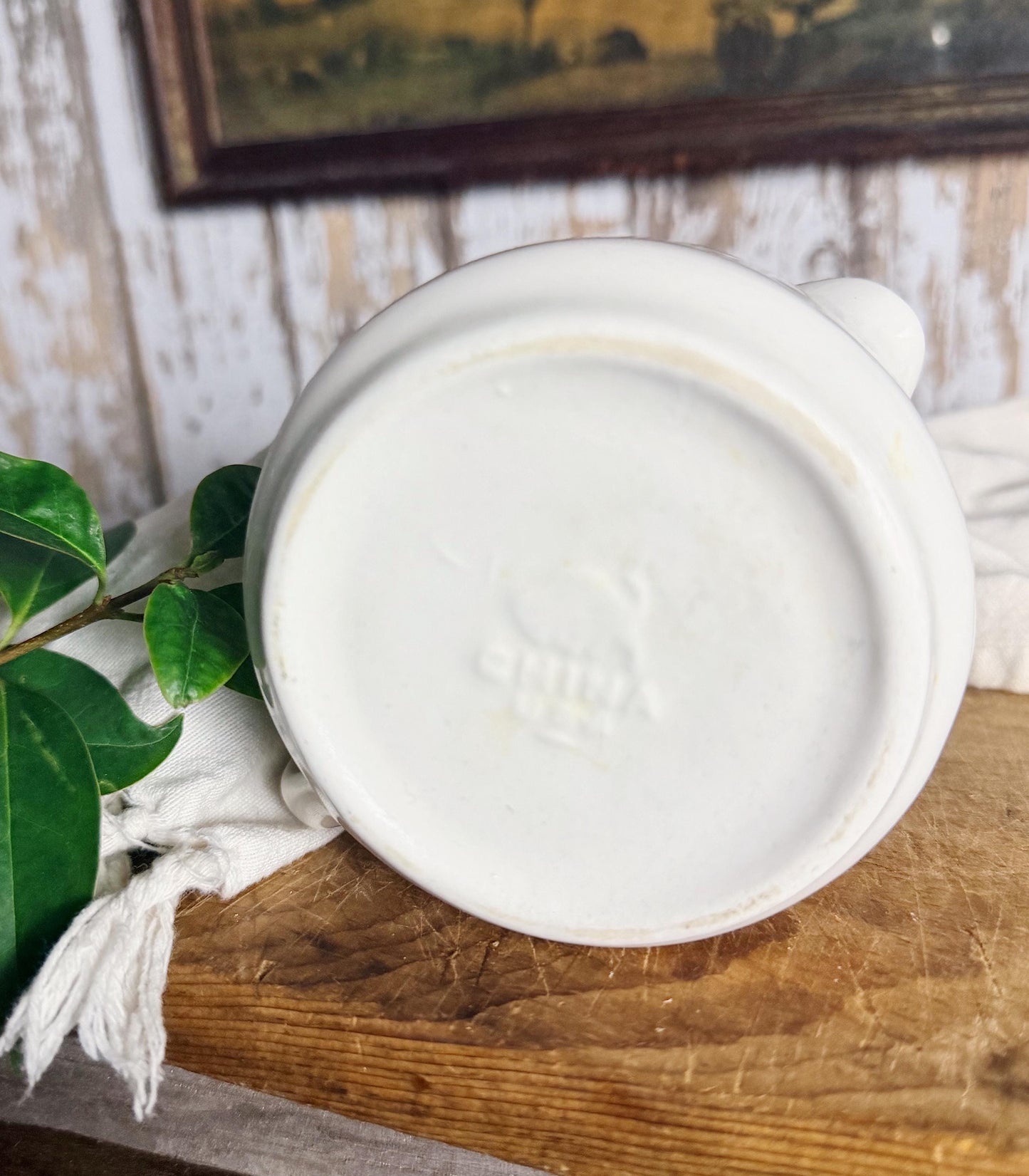 Vintage White Ironstone Creamer BUFFALO CHINA Farmhouse Decor Restaurant Ware Fixer Upper Decor Chunky