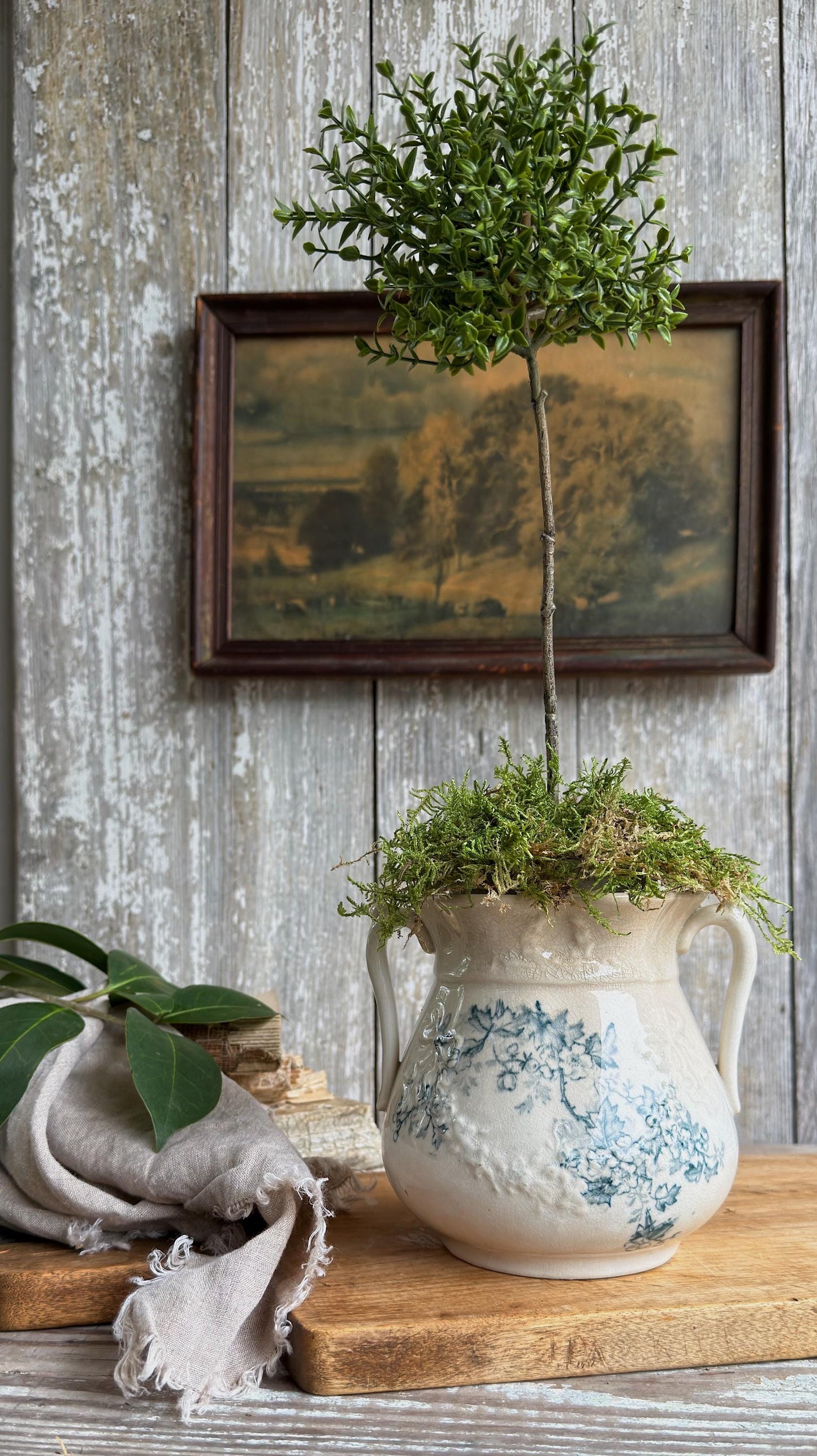 Antique Ironstone Sugar Biscuit Jar, Robin Blue Crazed Aesthetic