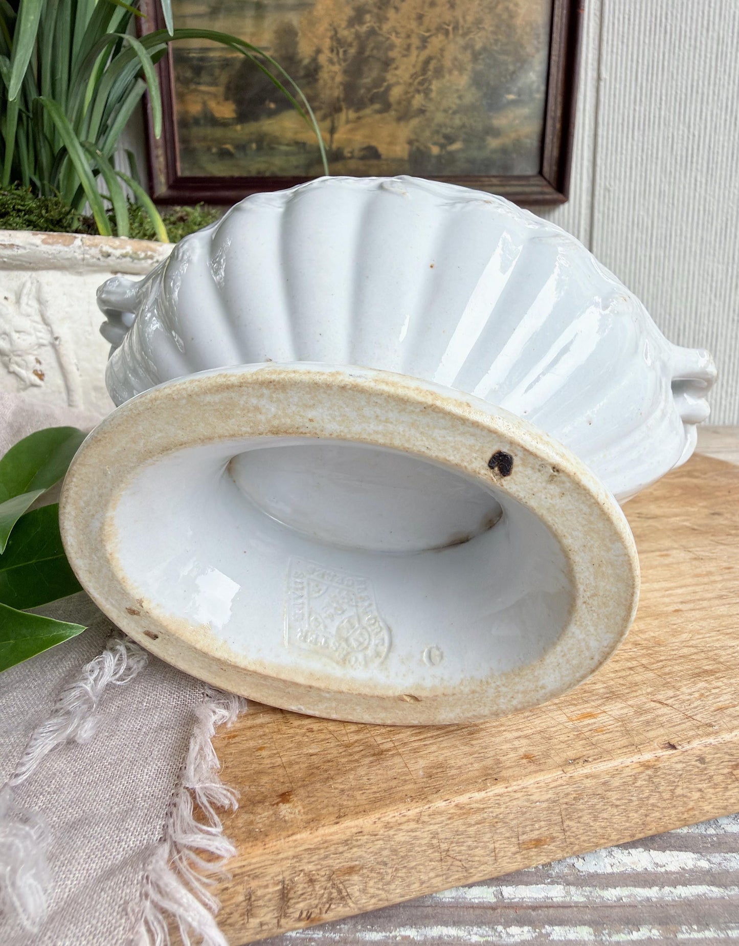 Antique Ironstone Tureen, Compote Bowl, Staffordshire England Elsmore & Forster