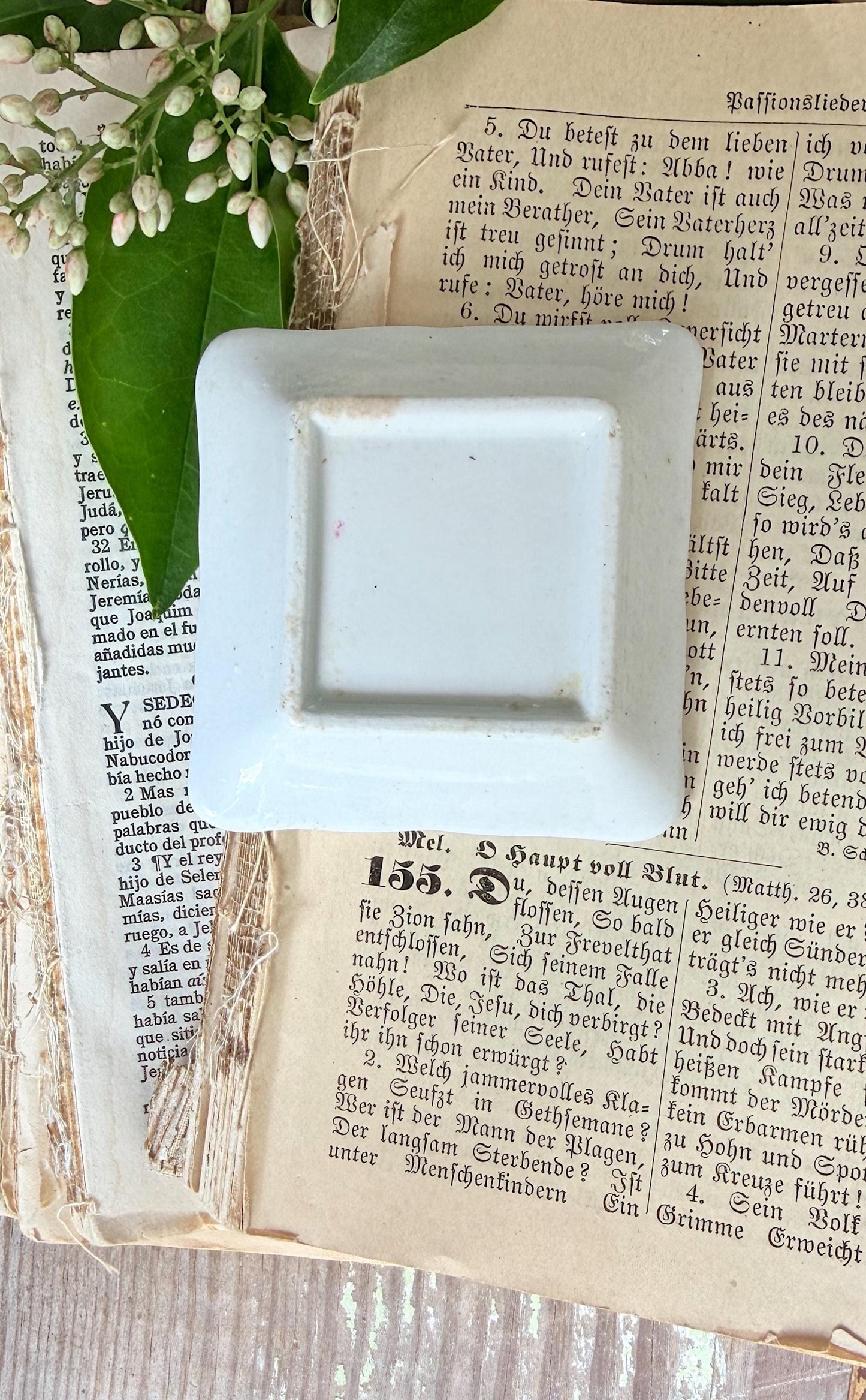 Antique White Ironstone SQUARE Butter Pat Farmhouse Decor