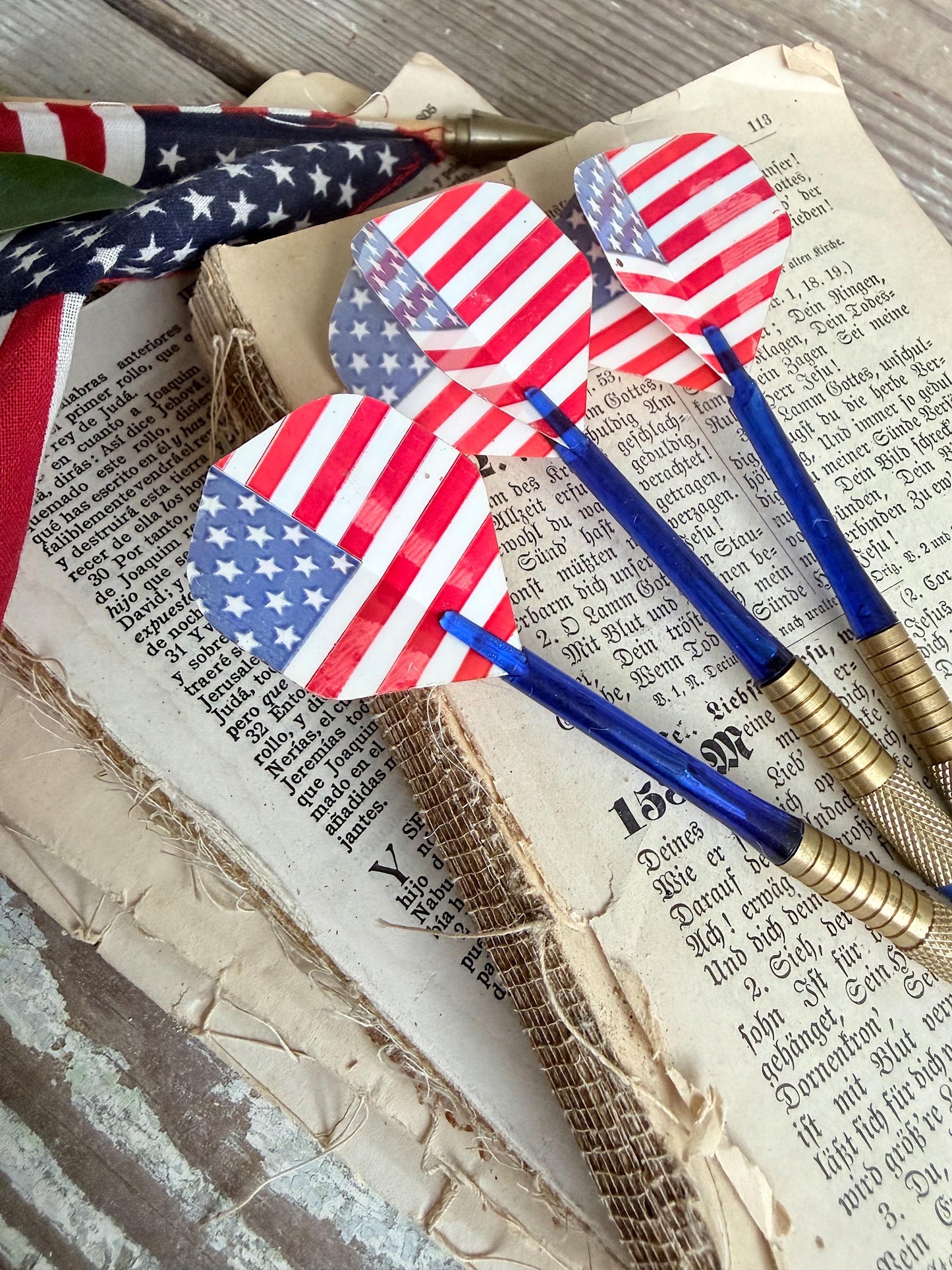Vintage AMERICAN FLAG Dart Metal Americana Industrial Salvage Decor