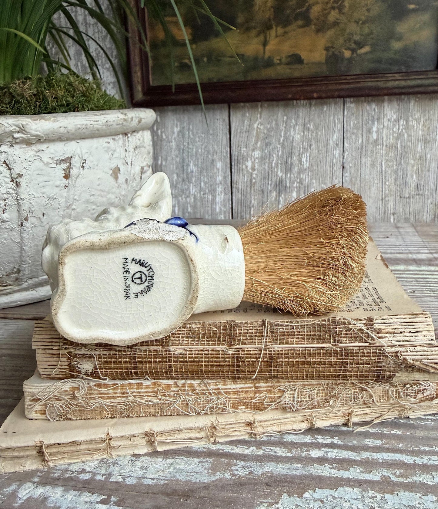 Vintage Scottie Dog Crumb Brush Ceramic Japan Farmhouse Cottage Decor