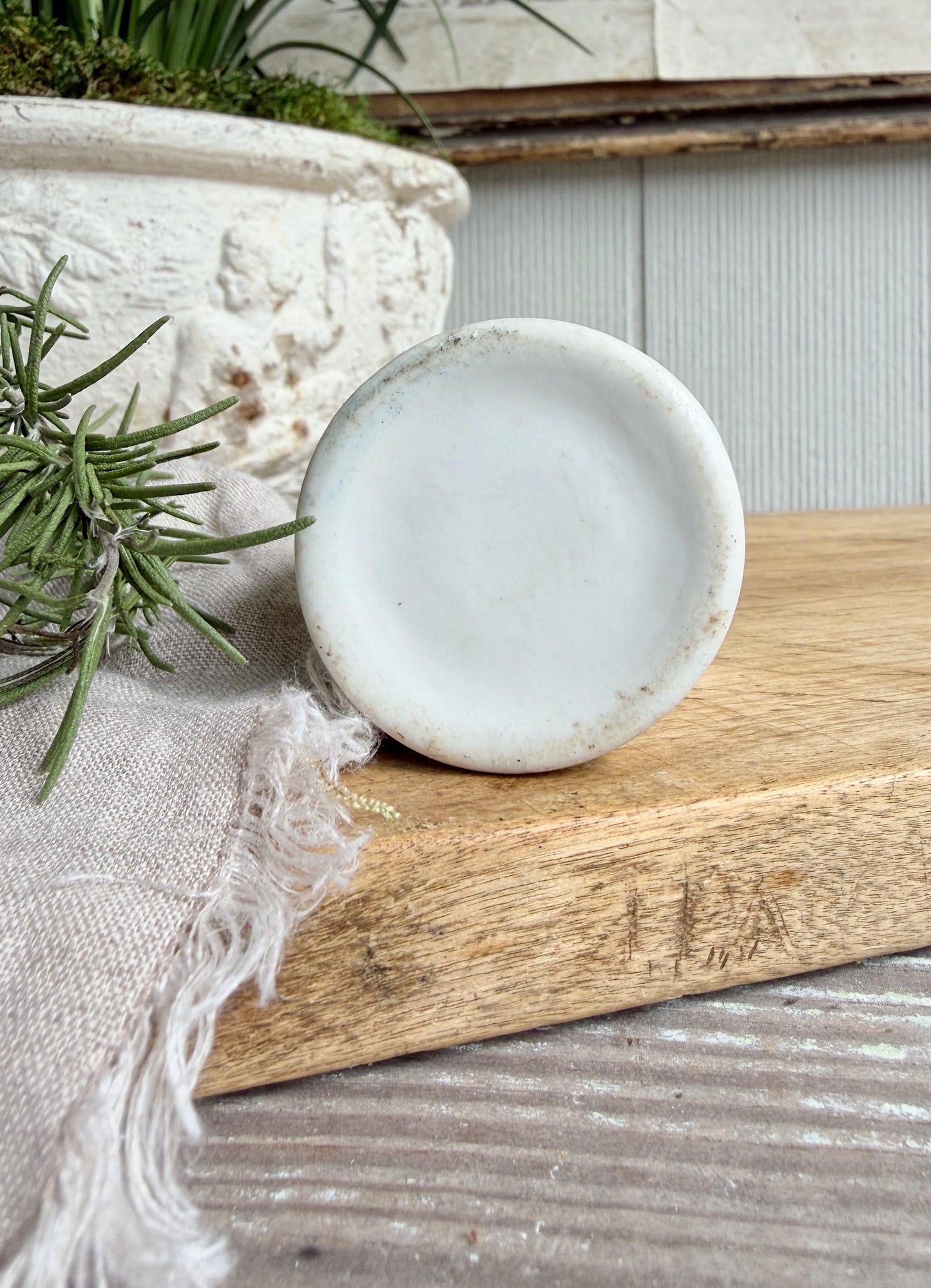 Vintage Ironstone Creamer – Small White Syrup Pitcher, Handleless Chunky Farmhouse Primitive Decor