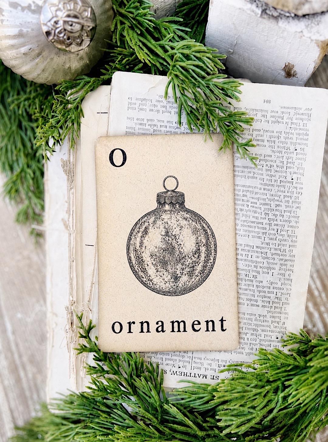 ORNAMENT Flash Card Vintage Christmas Farmhouse Decor Party