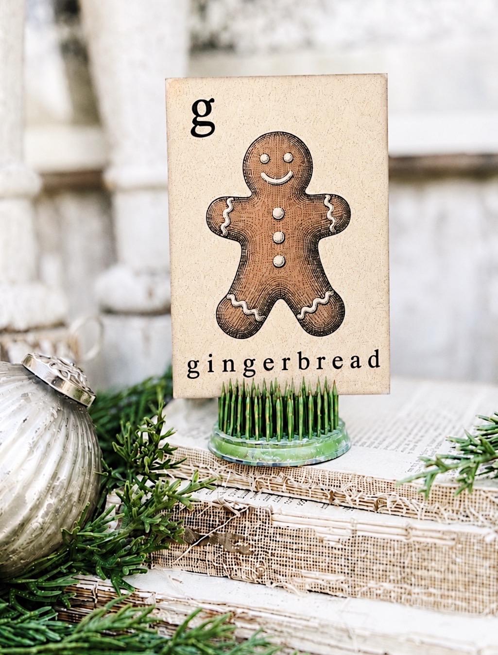 GINGERBREAD Flash Card Vintage Christmas Farmhouse Decor Party