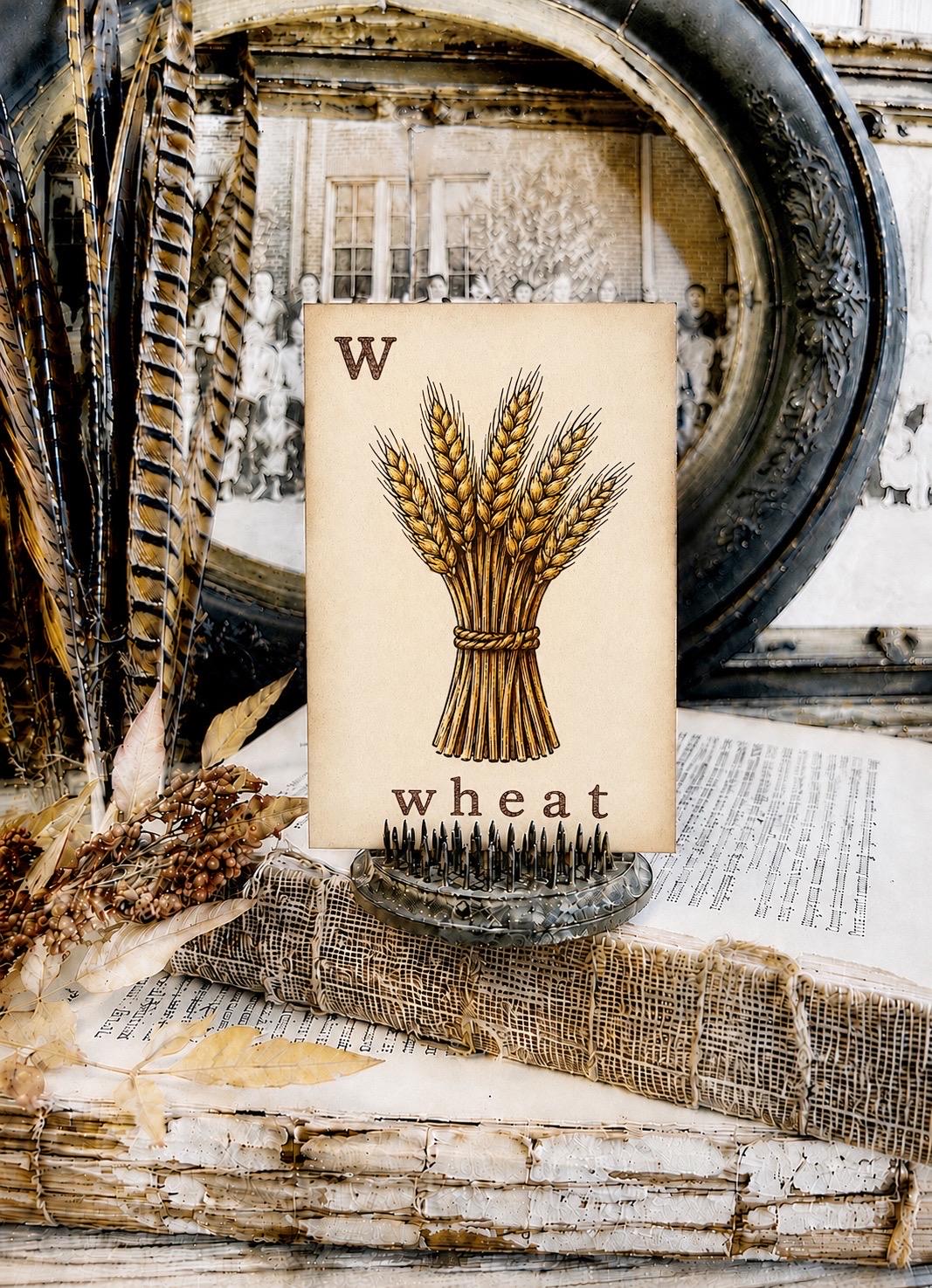 WHEAT Flash Card Vintage Farmhouse Fall Halloween Autumn Decor Party