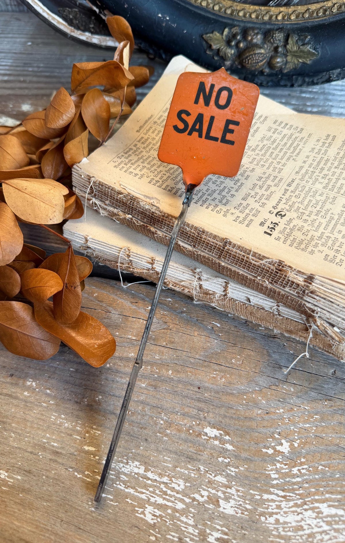 Antique Cash Register Flag Vintage Metal Cash Register Symbol NO SALE Orange Industrial Salvage Farmhouse Decor Halloween Fall Decor