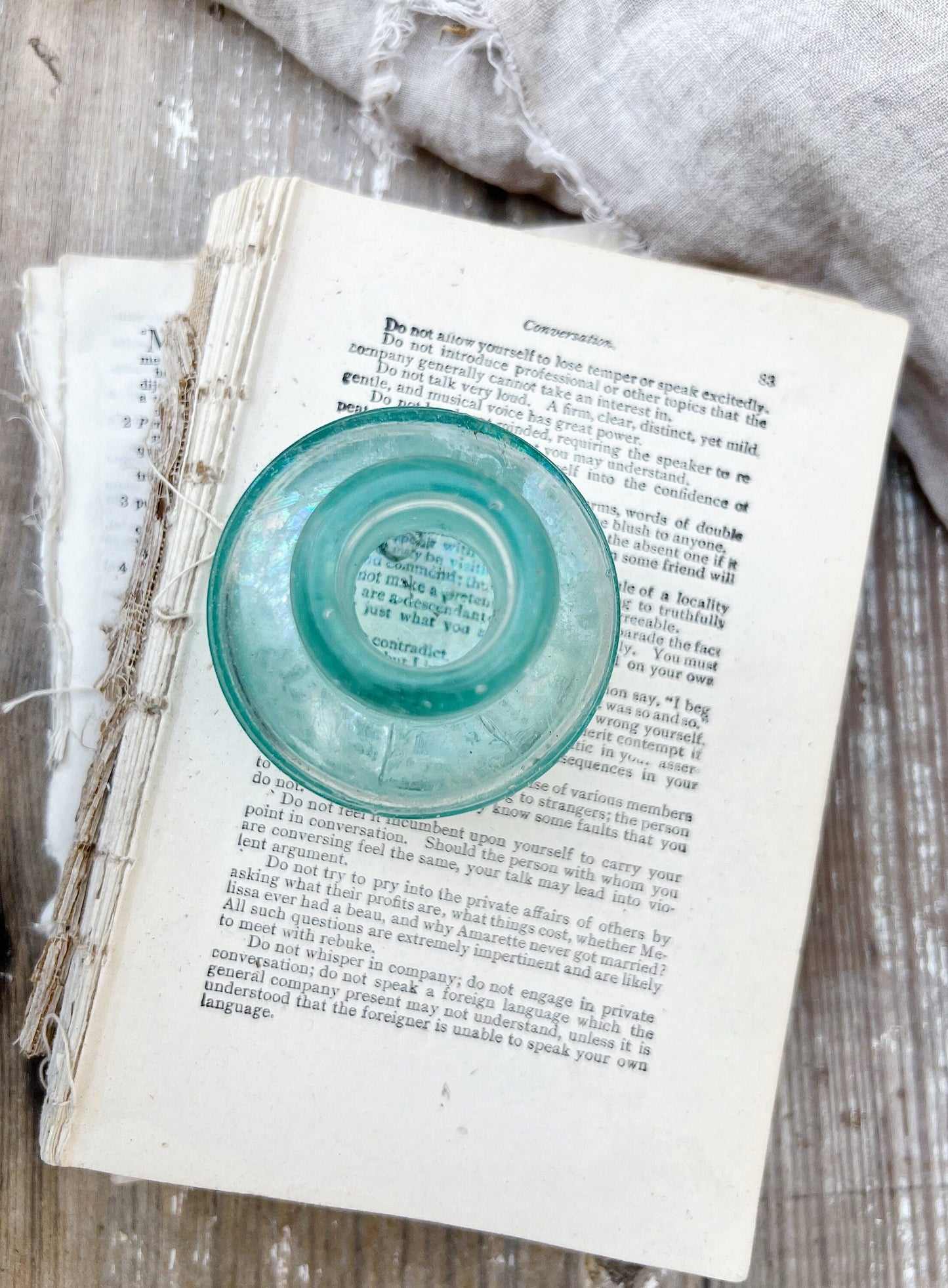 SANFORD Antique Glass Inkwell Bottle